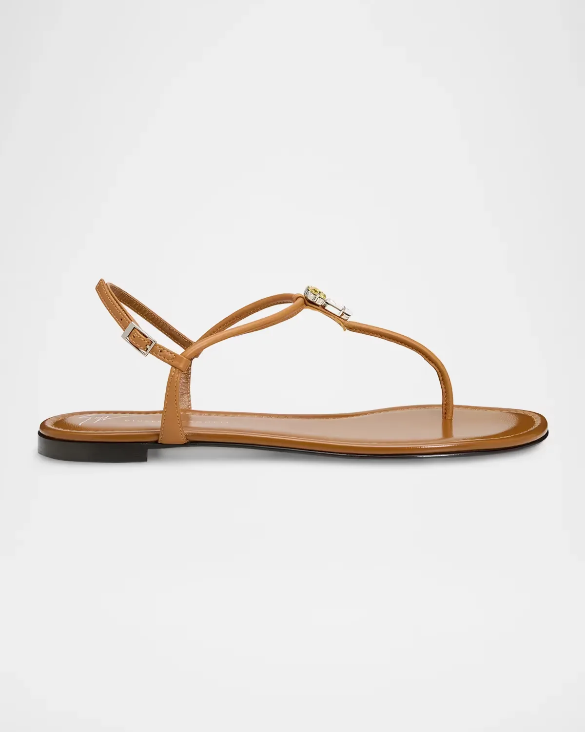 Hobby Embellished Flat Leather Thong Sandals