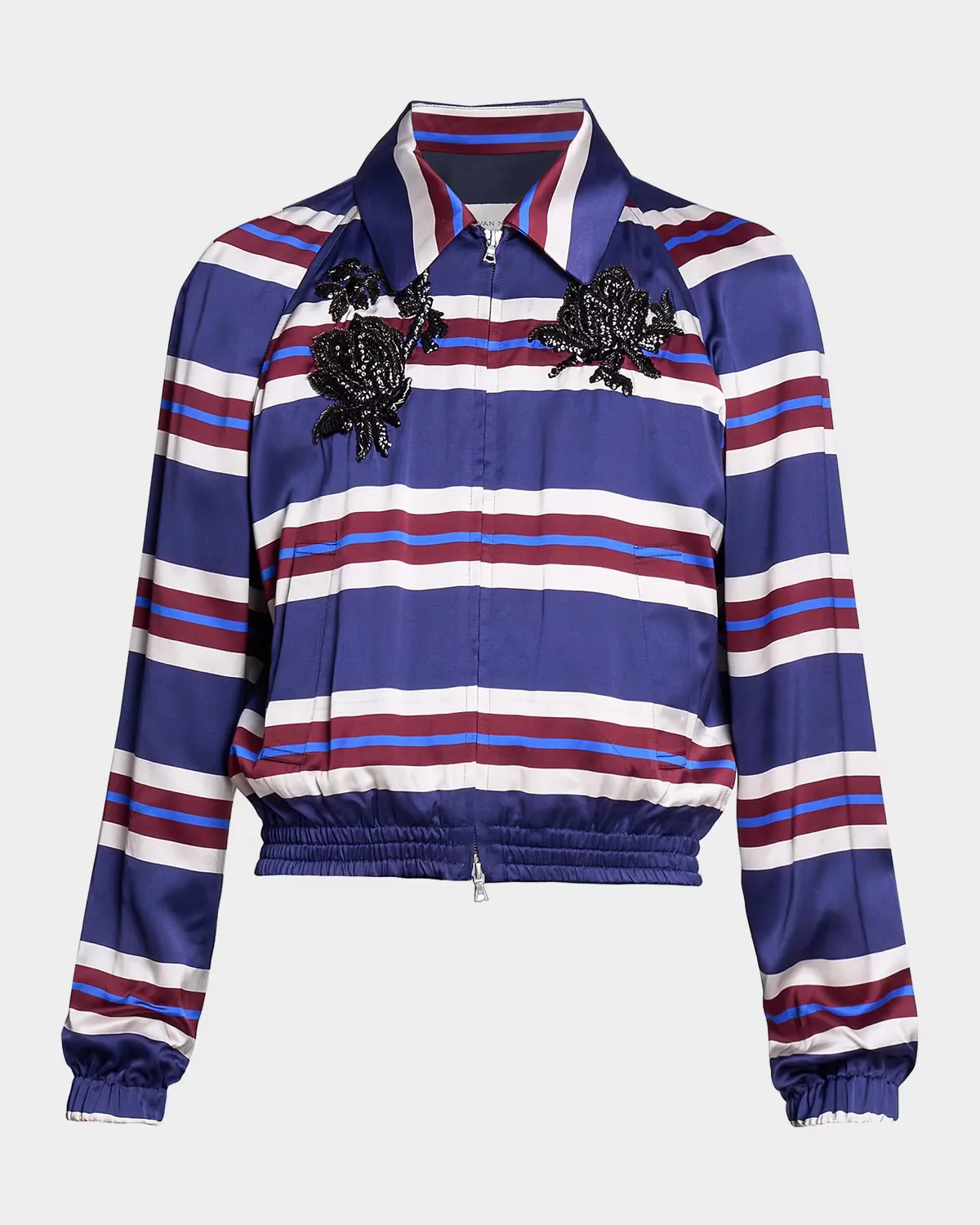 Embellished Striped Satin Jacket by Dries Van Noten