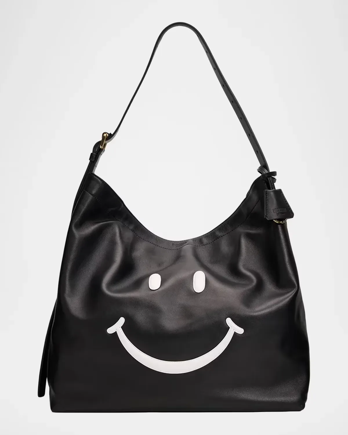 Smiley Leather Shoulder Bag by Moschino