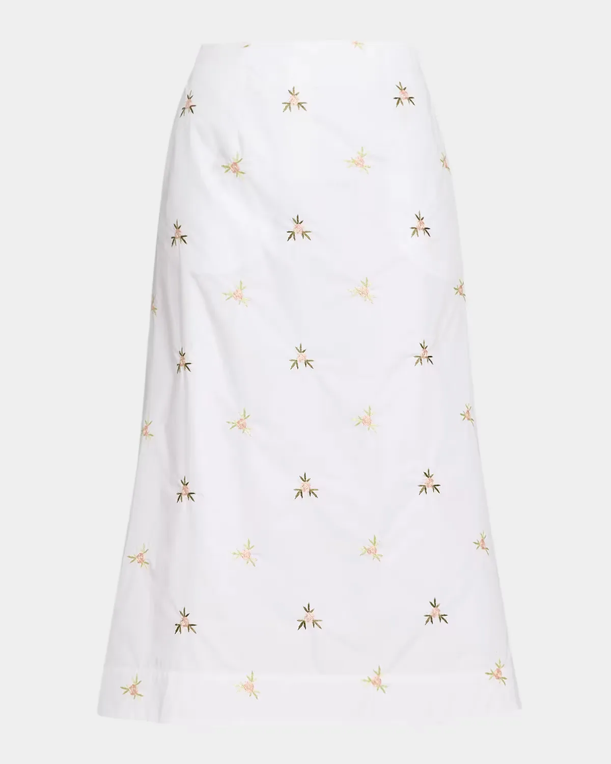 Ripple Rose Embroidered A-Line Midi Skirt by Simone Rocha