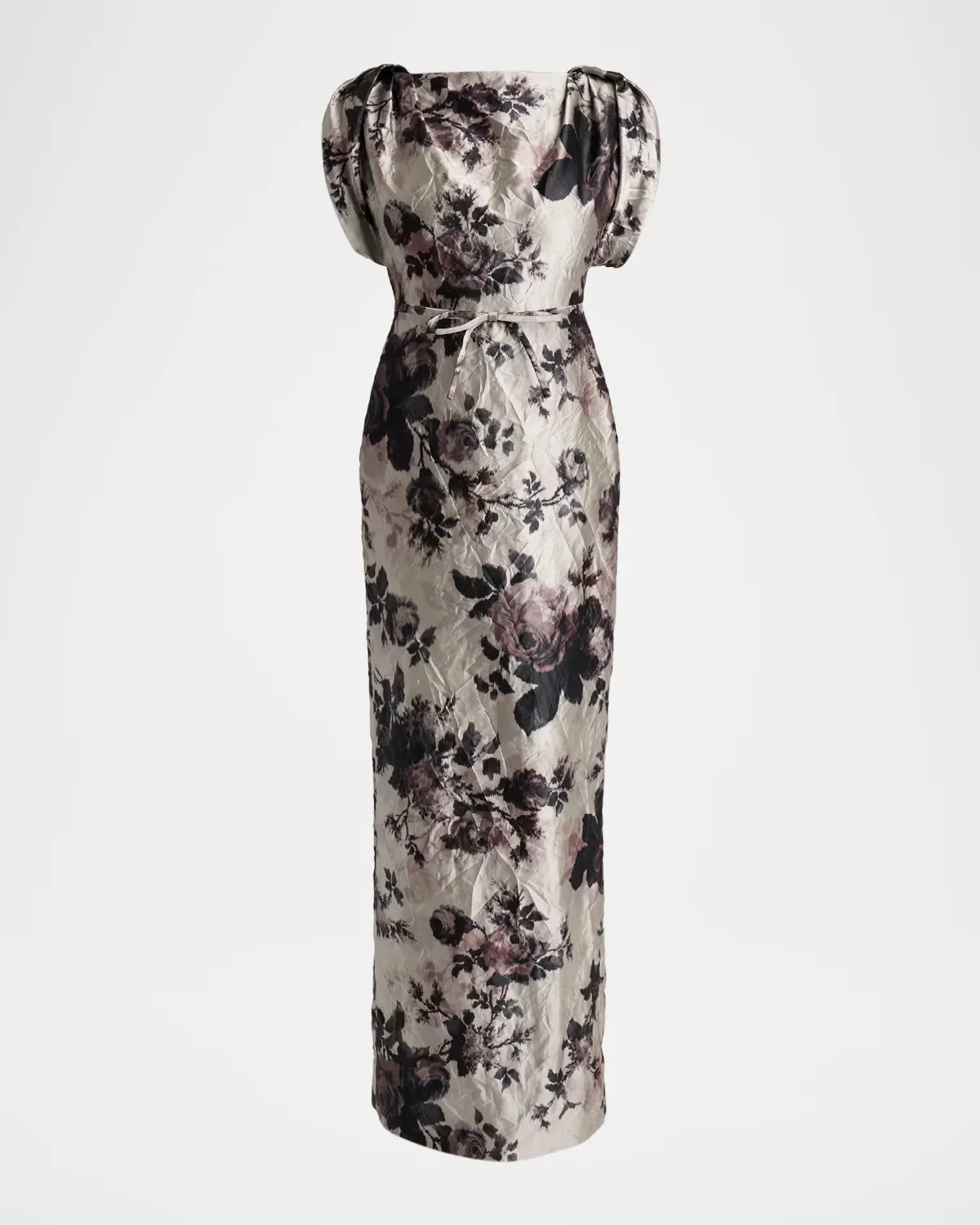 Floral Textured Satin Column Maxi Dress by Erdem
