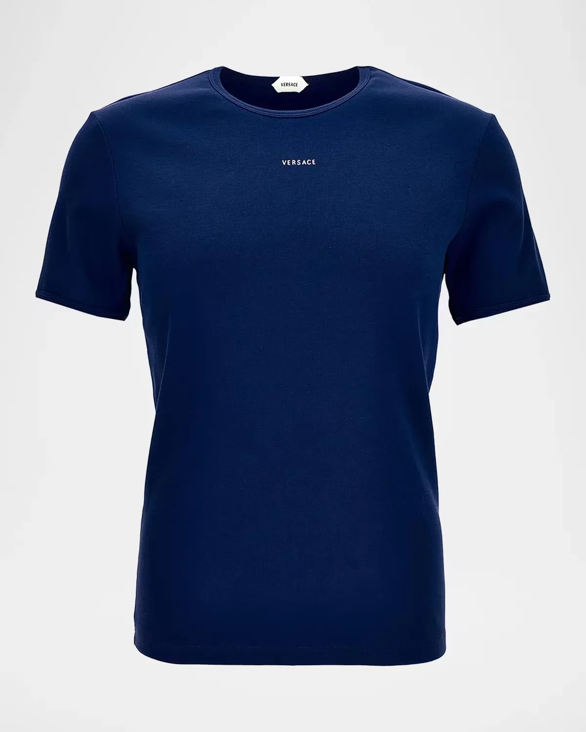 Logo Rib-Knit Cotton Crewneck T-Shirt by Versace