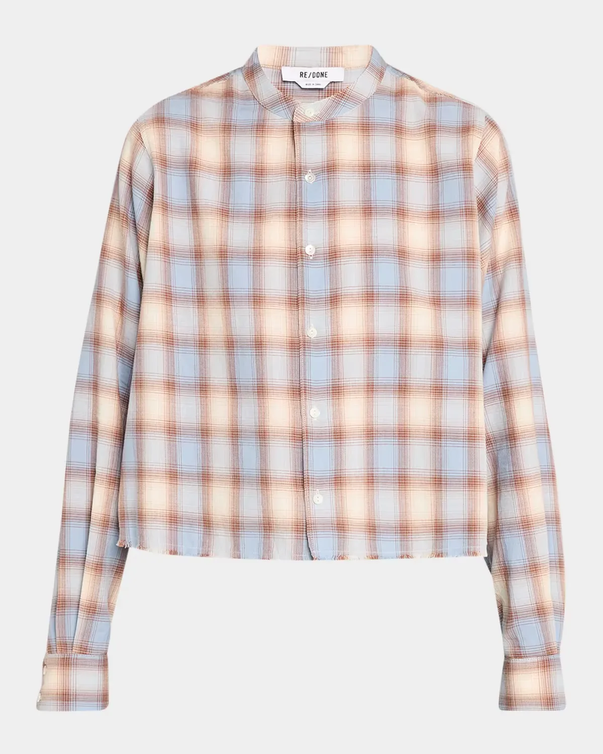 Bianca Cropped Cotton Plaid Shirt by Re/Done