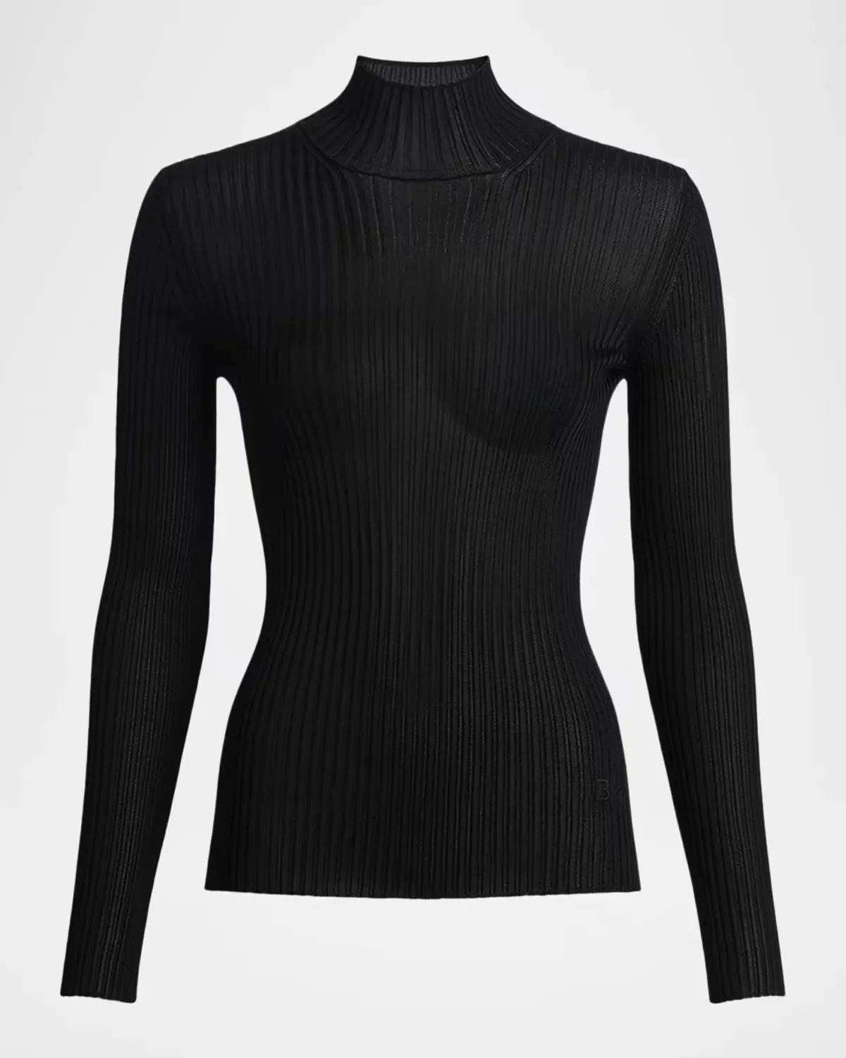 High-Neck Rib-Knit Fitted Top by Balmain