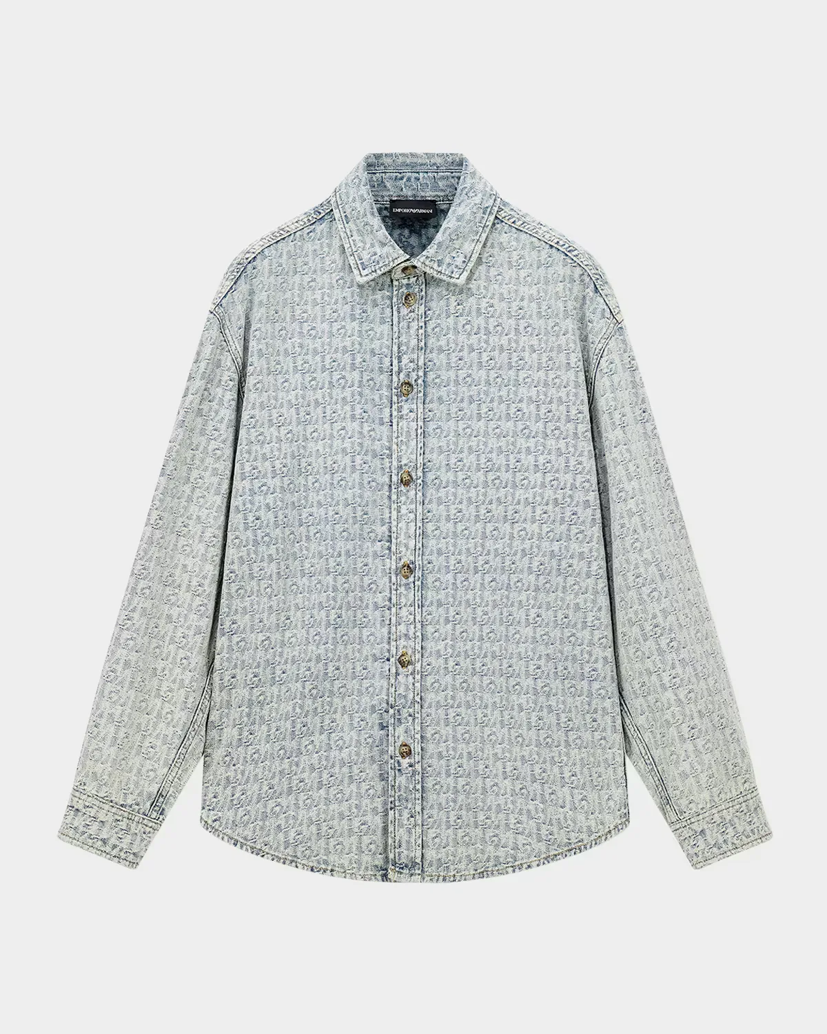 Monogram Denim Button-Front Shirt by Armani
