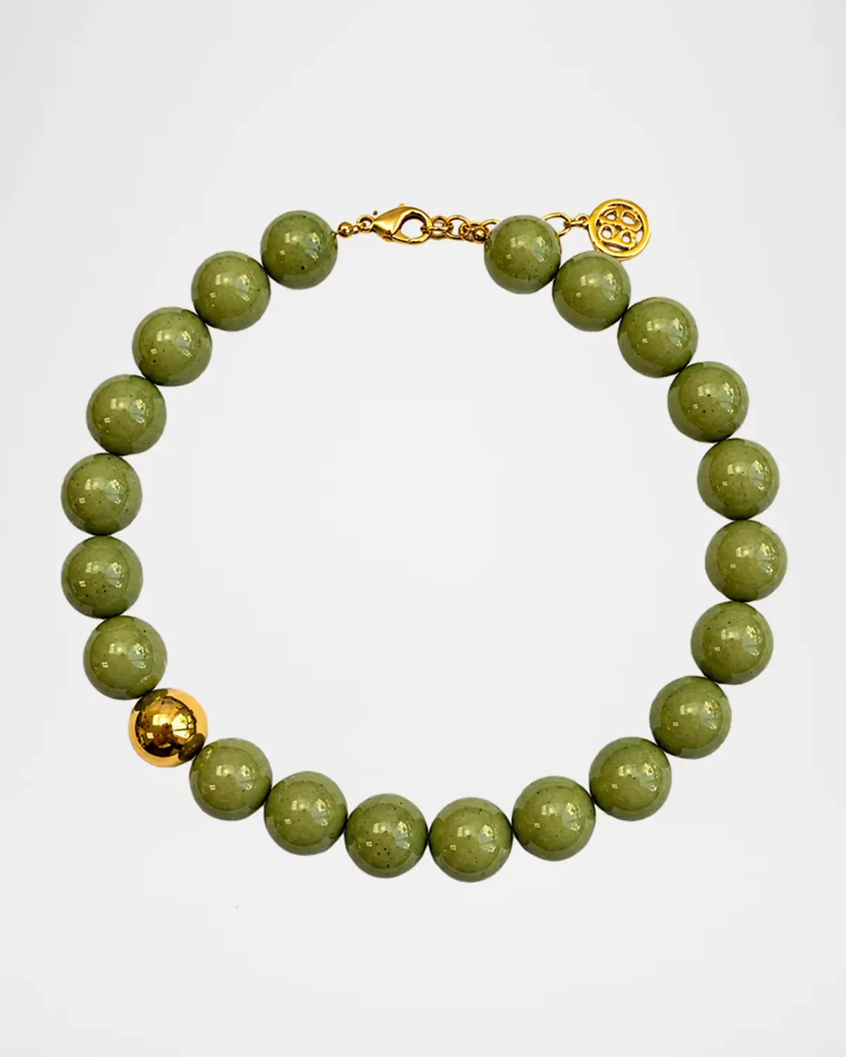 Green Jade Resin Bead Necklace by Ben-Amun