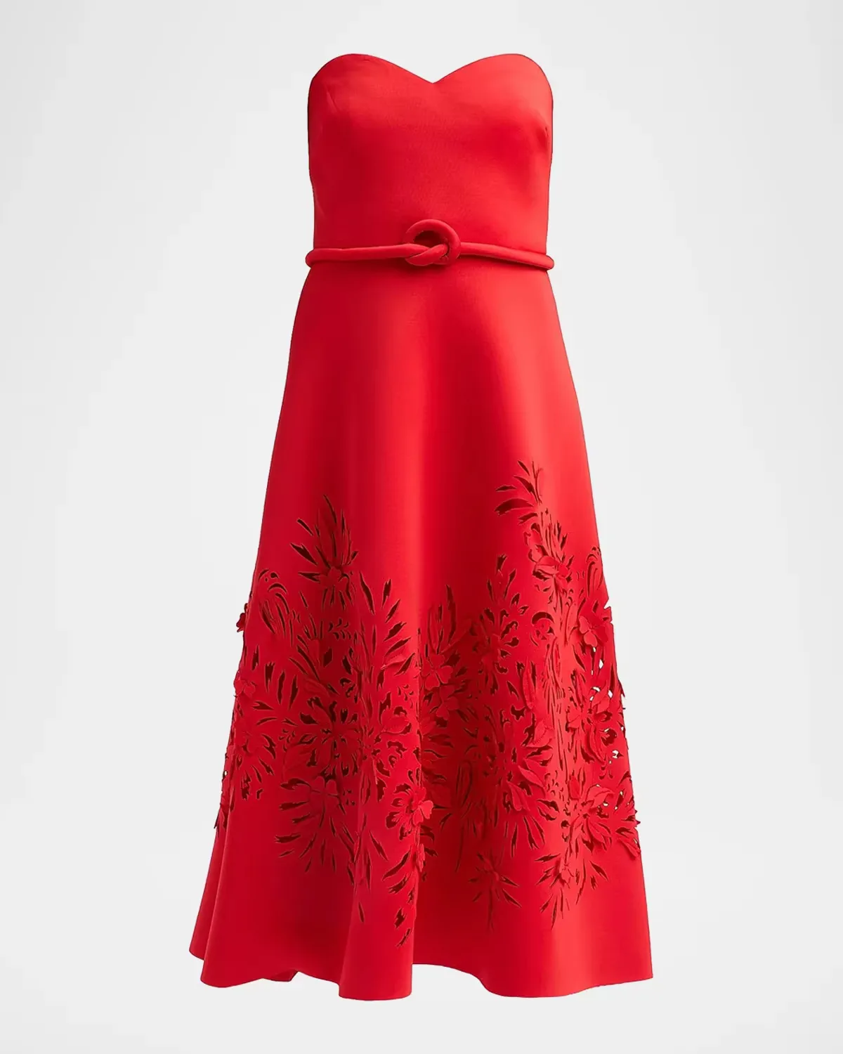 Cutout Strapless Sweetheart Midi Dress by Badgley Mischka