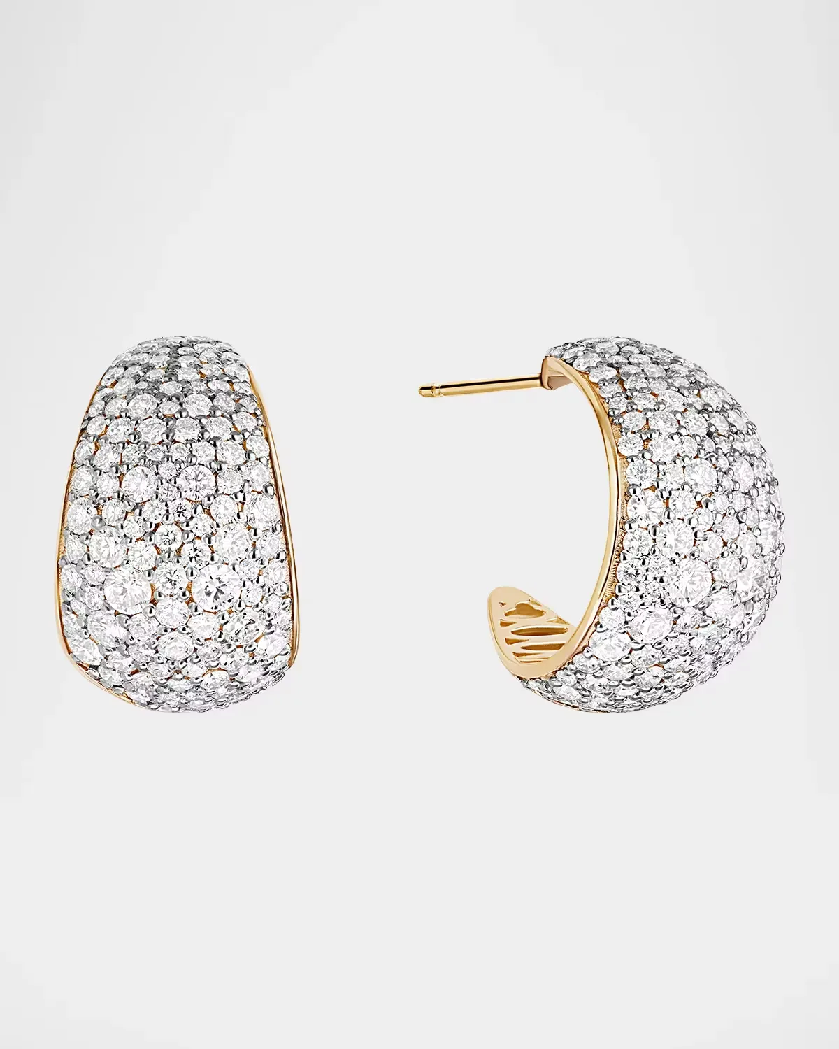 14K Wide Diamond Huggie Earrings