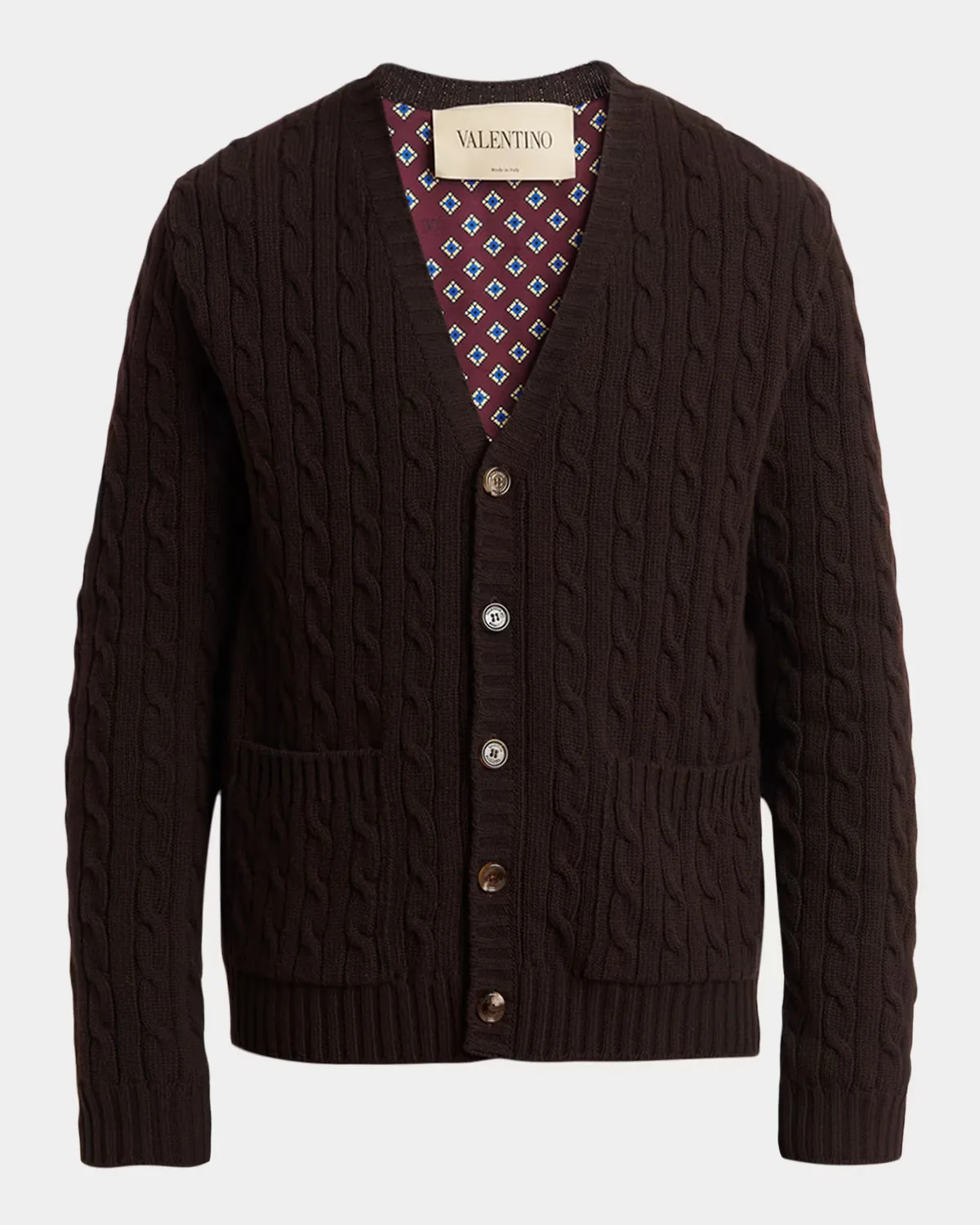 Textured Cable-Knit Virgin Wool Cardigan by Valentino Garavani