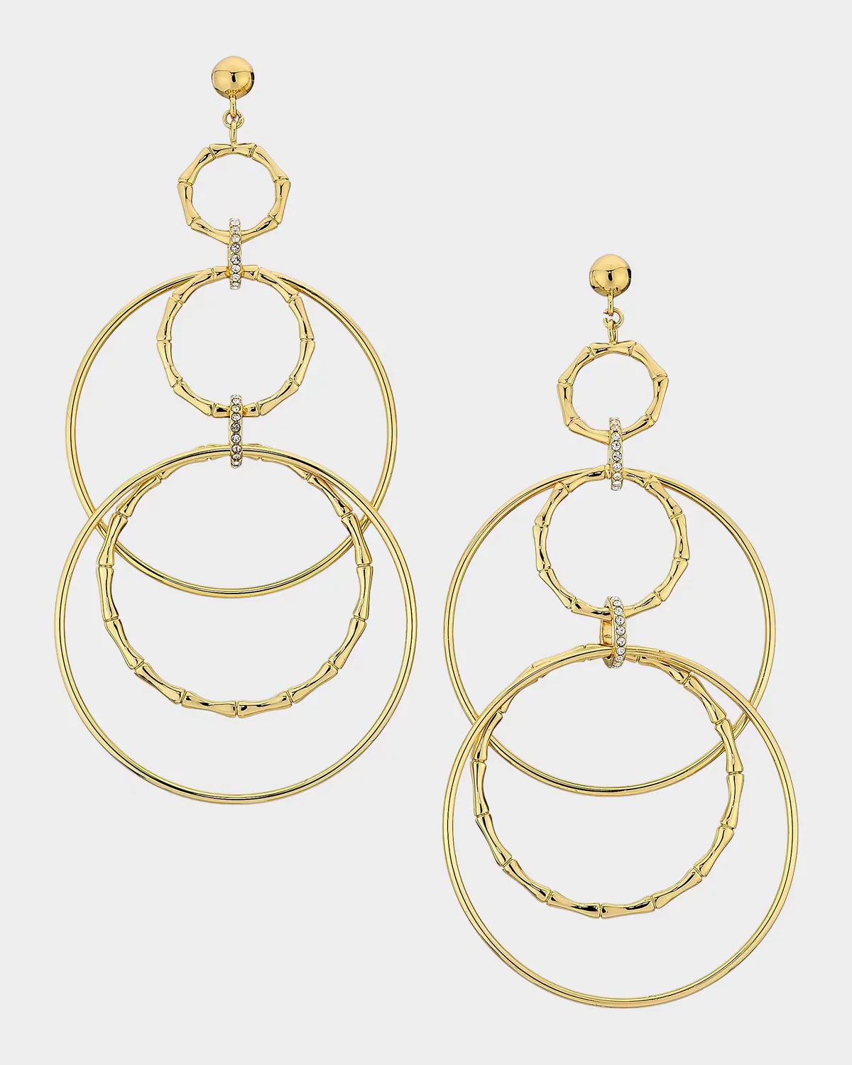 Chiara Goldtone & Cubic Zirconia Bamboo Hoop Drop Earrings by Ramy Brook