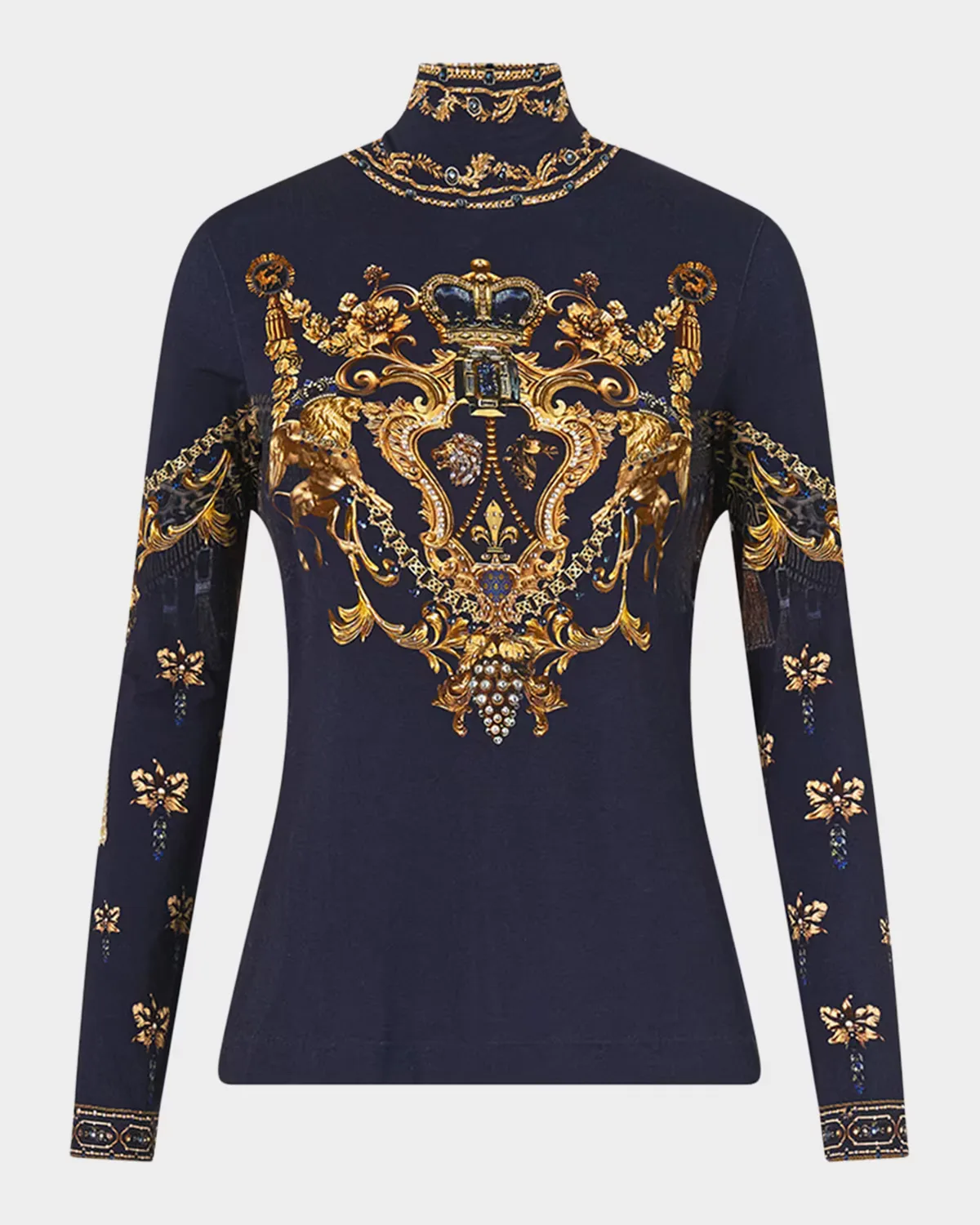 Baroque Jersey Turtleneck Top by Camilla
