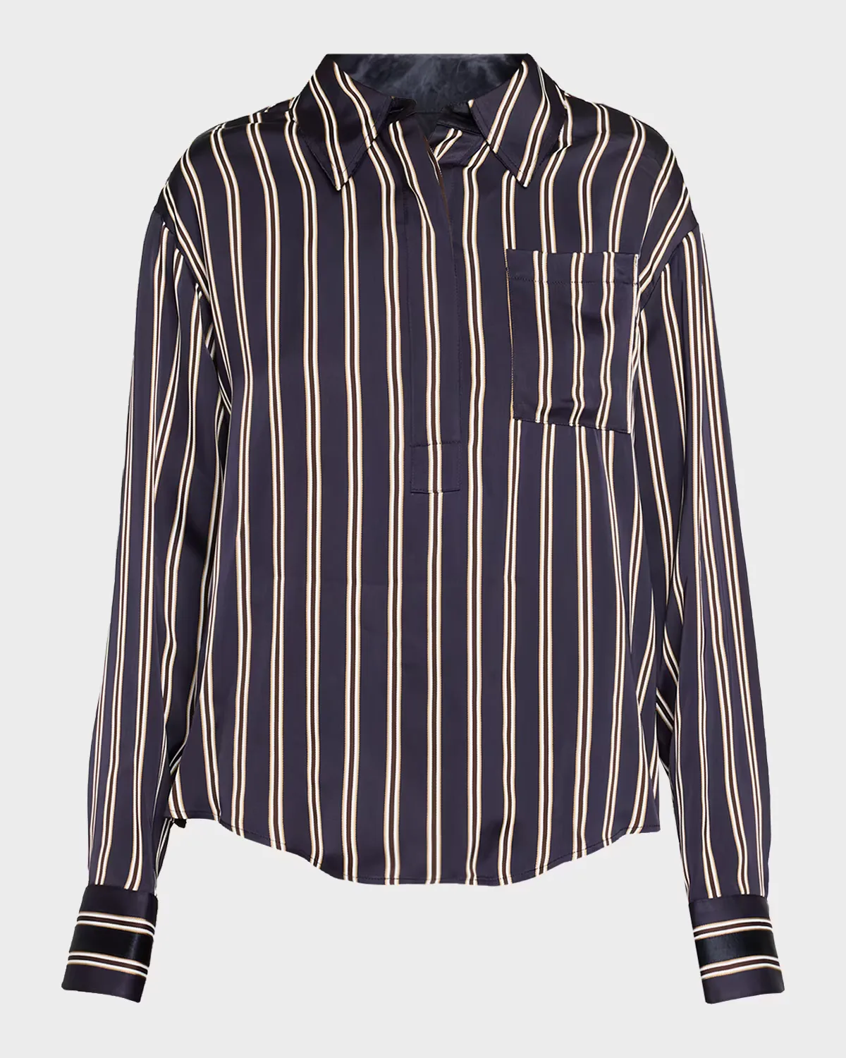 Striped Satin Button-Down Shirt by Jason Wu