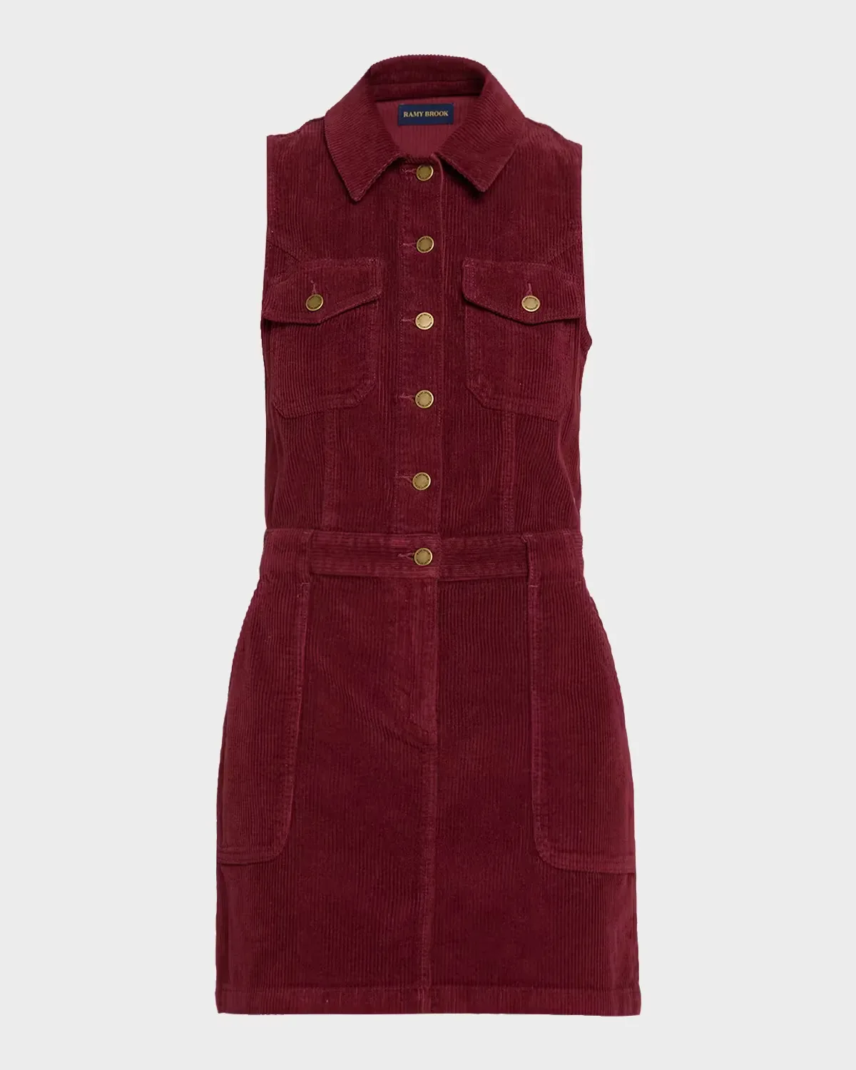 Peyton Stretch-Cotton Corduroy Mini Shirtdress by Ramy Brook