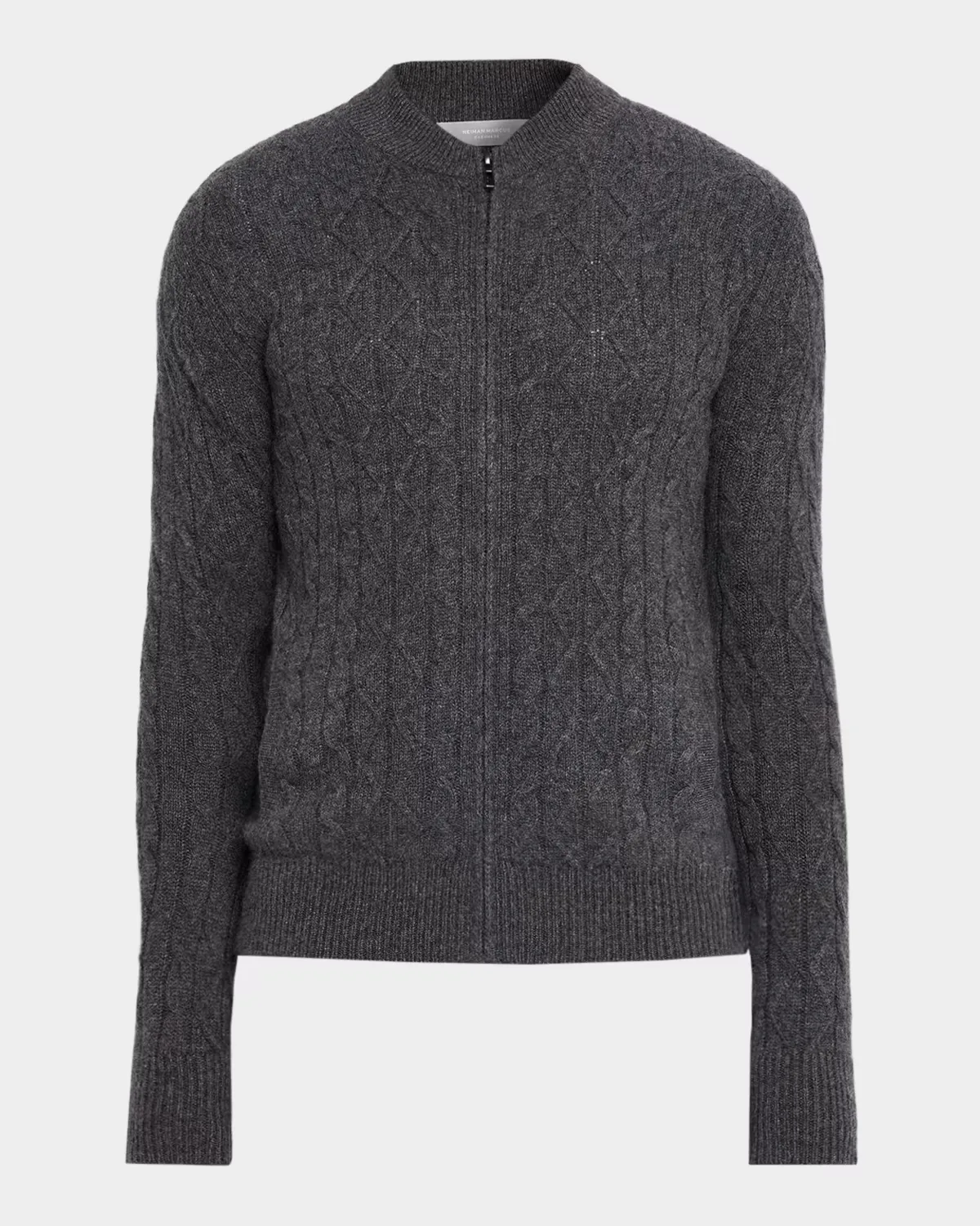 Cashmere Cable Knit Full-Zip Sweater by Neiman Marcus