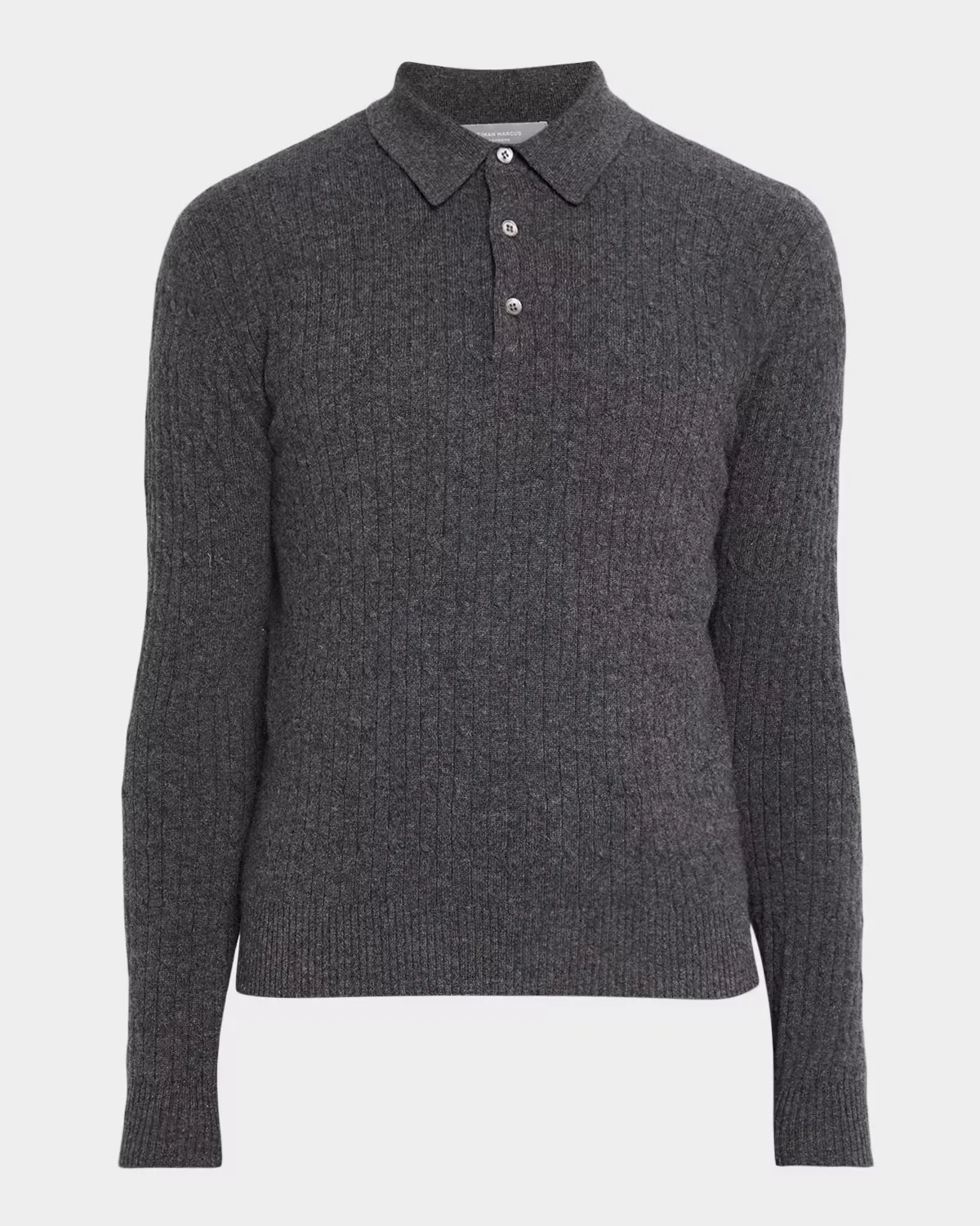Cashmere Slim Rib-Knit Polo Sweater by Neiman Marcus