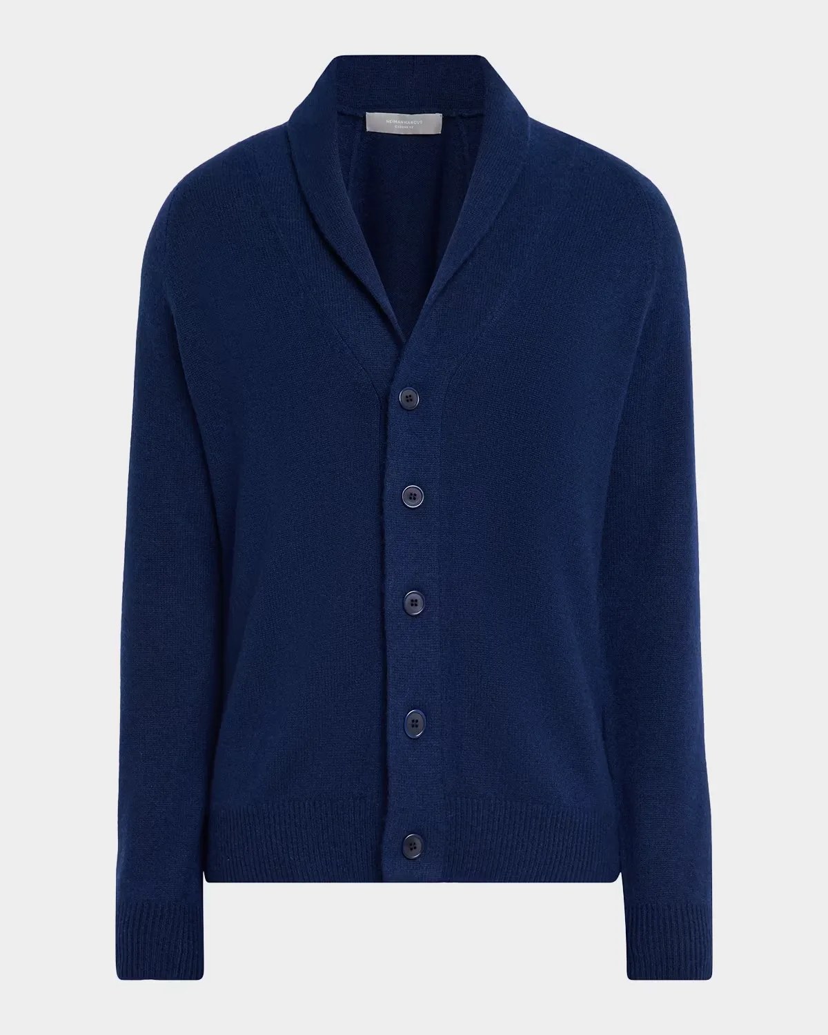 Cashmere Jersey Knit Shawl-Collar Cardigan