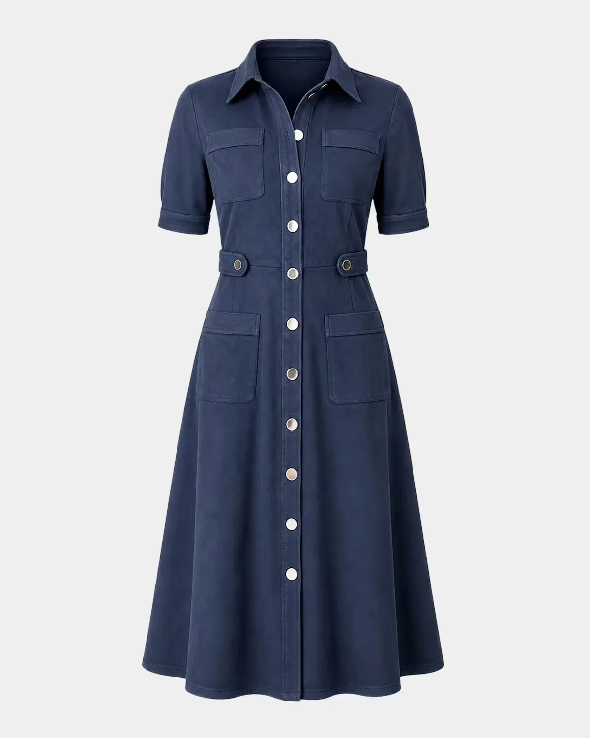 Jenson Button-Front Faux Suede Midi Dress