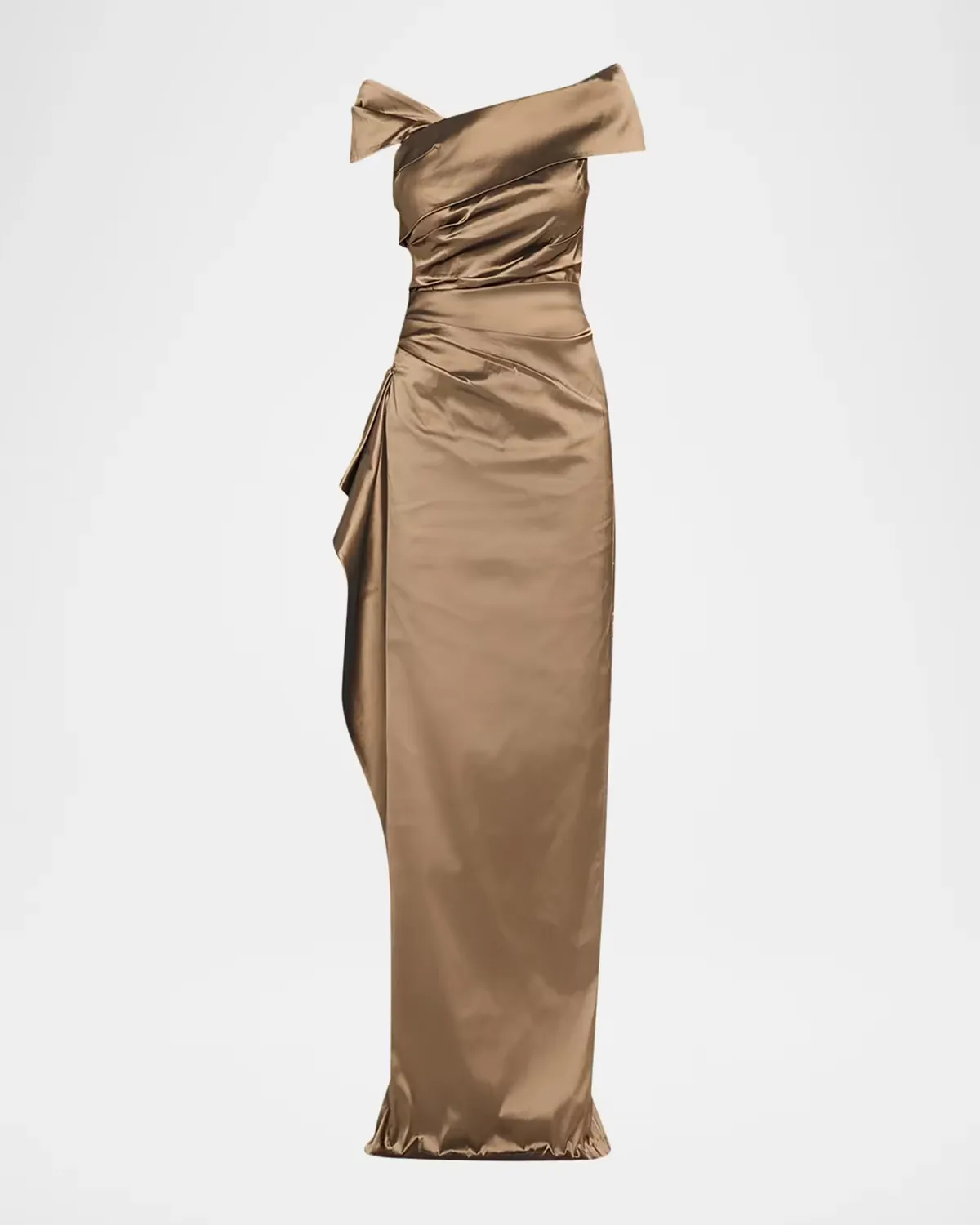 Off-Shoulder Stretch Taffeta Column Gown by Teri Jon