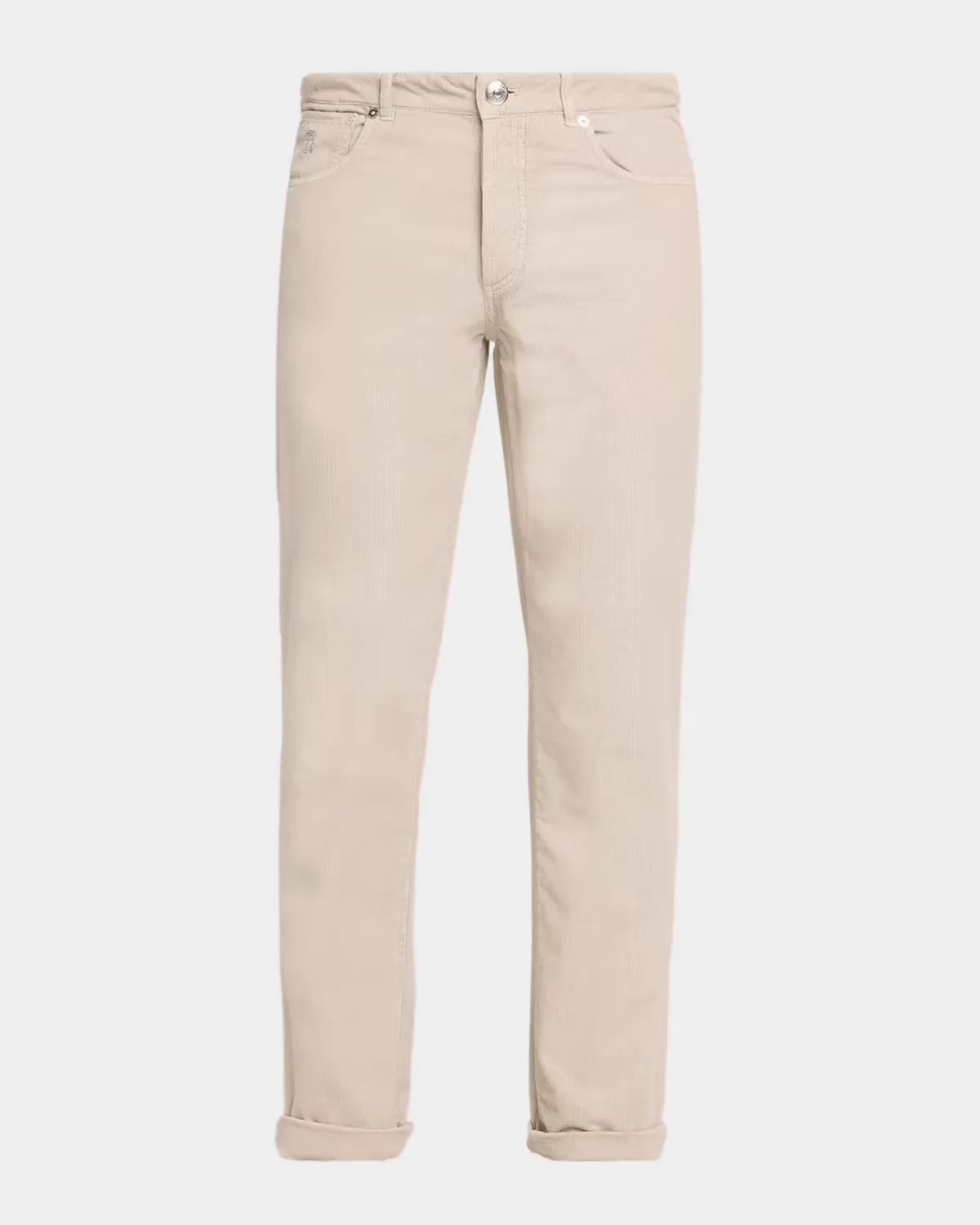Micro-Corduroy Straight Leg Five-Pocket Pants by Brunello Cucinelli