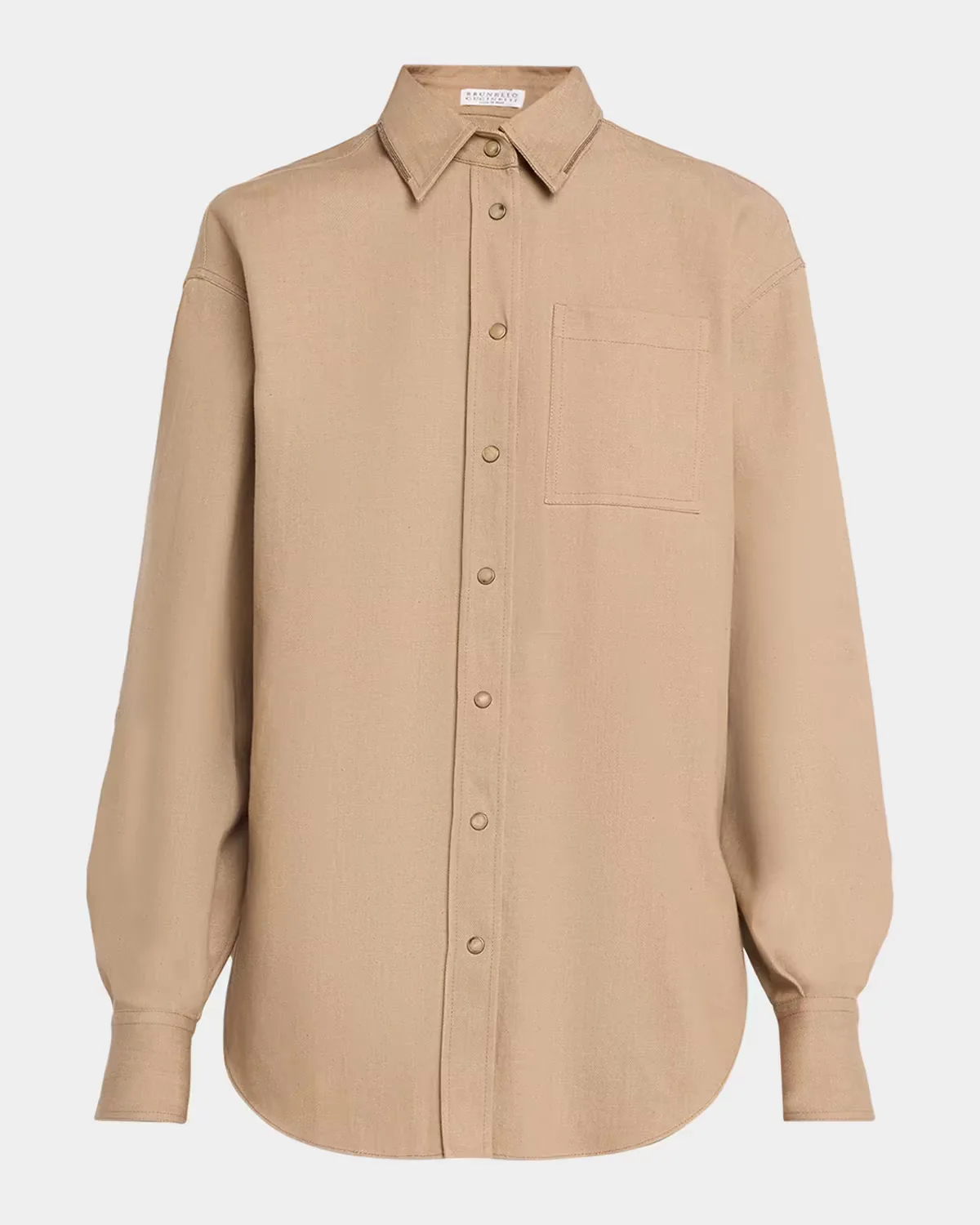 Sparkle Monili Twill Button-Down Shirt by Brunello Cucinelli