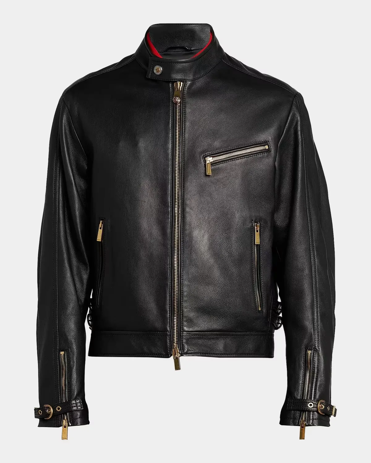 Leather Moto Jacket by Versace