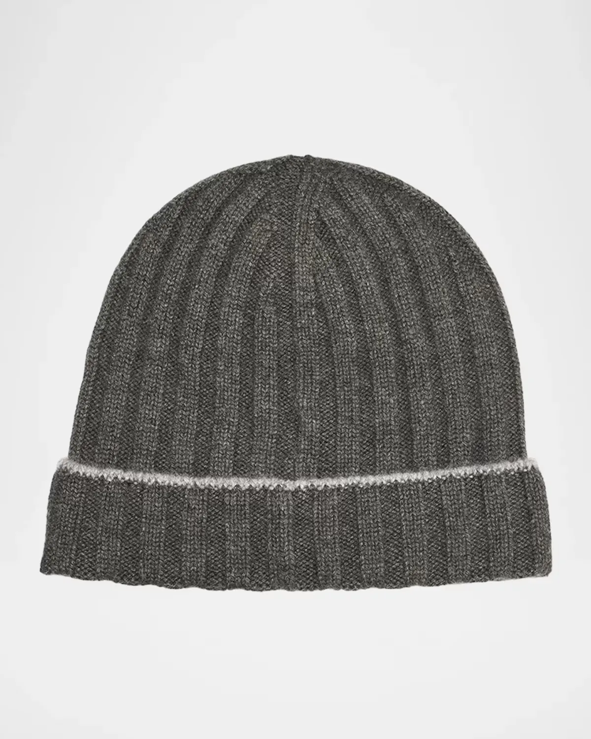Tipped Cashmere Rib-Knit Beanie Hat by Brunello Cucinelli