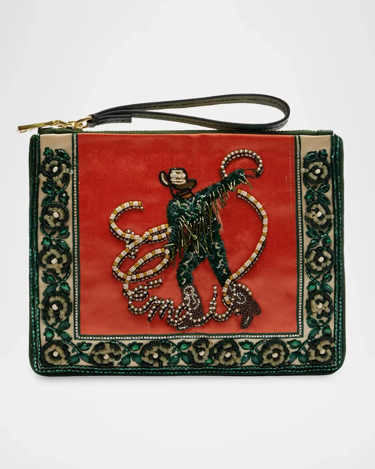 Ace Cowboy Beaded Wristlet Bag by ALMAIS
