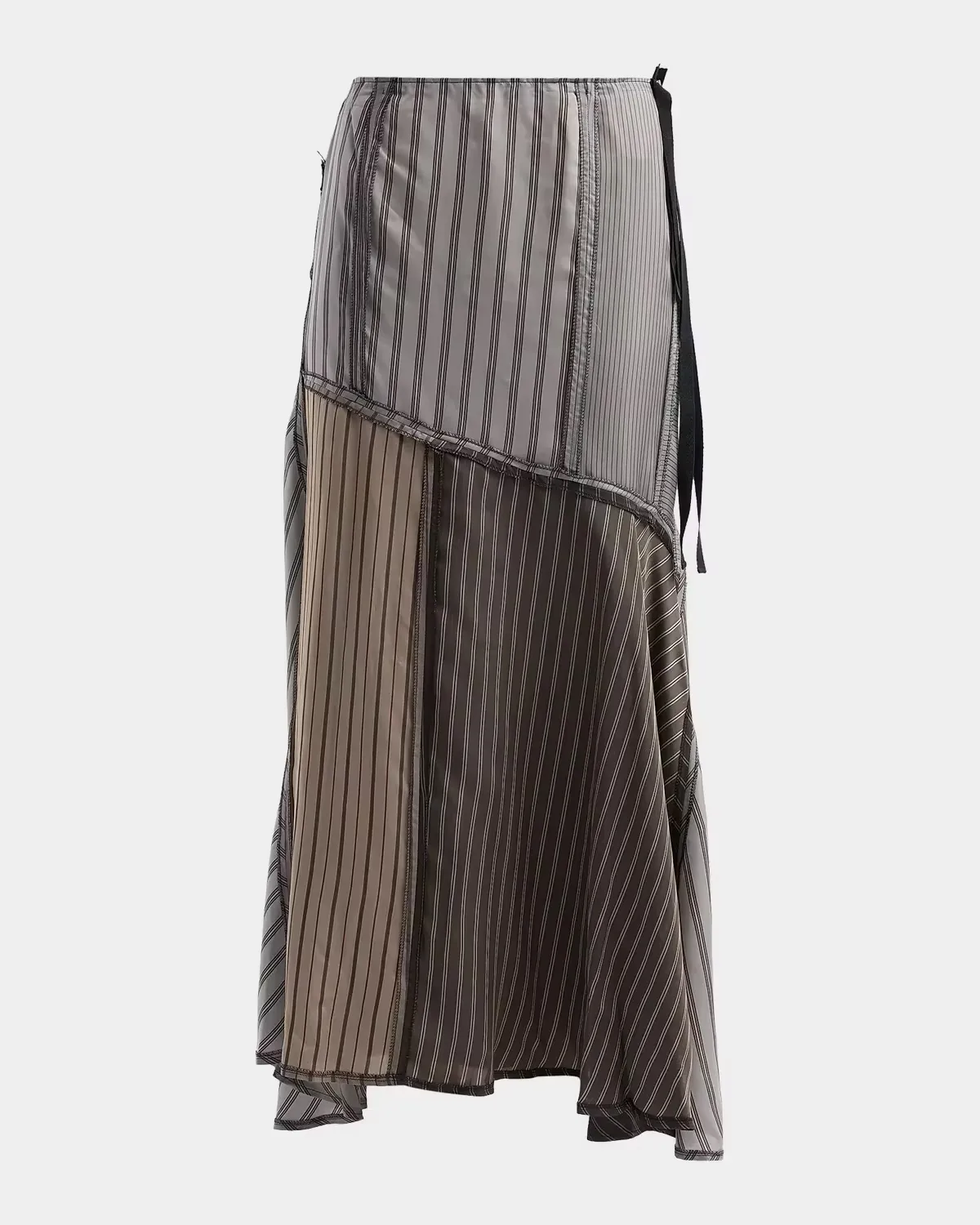 Striped Patchwork Cupro Midi Skirt by Maison Margiela