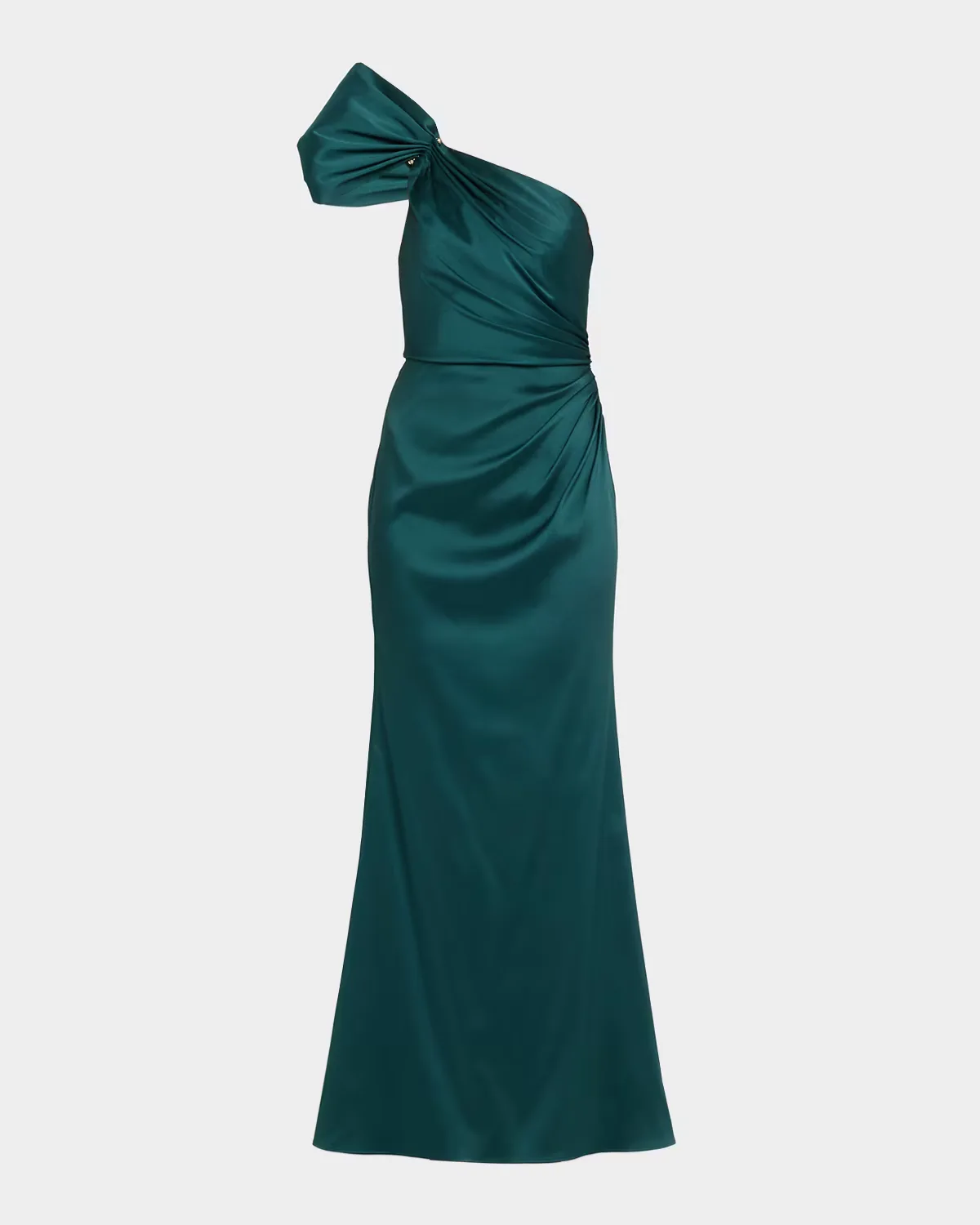 One-Shoulder Stretch Mikado Gown by Aidan Mattox