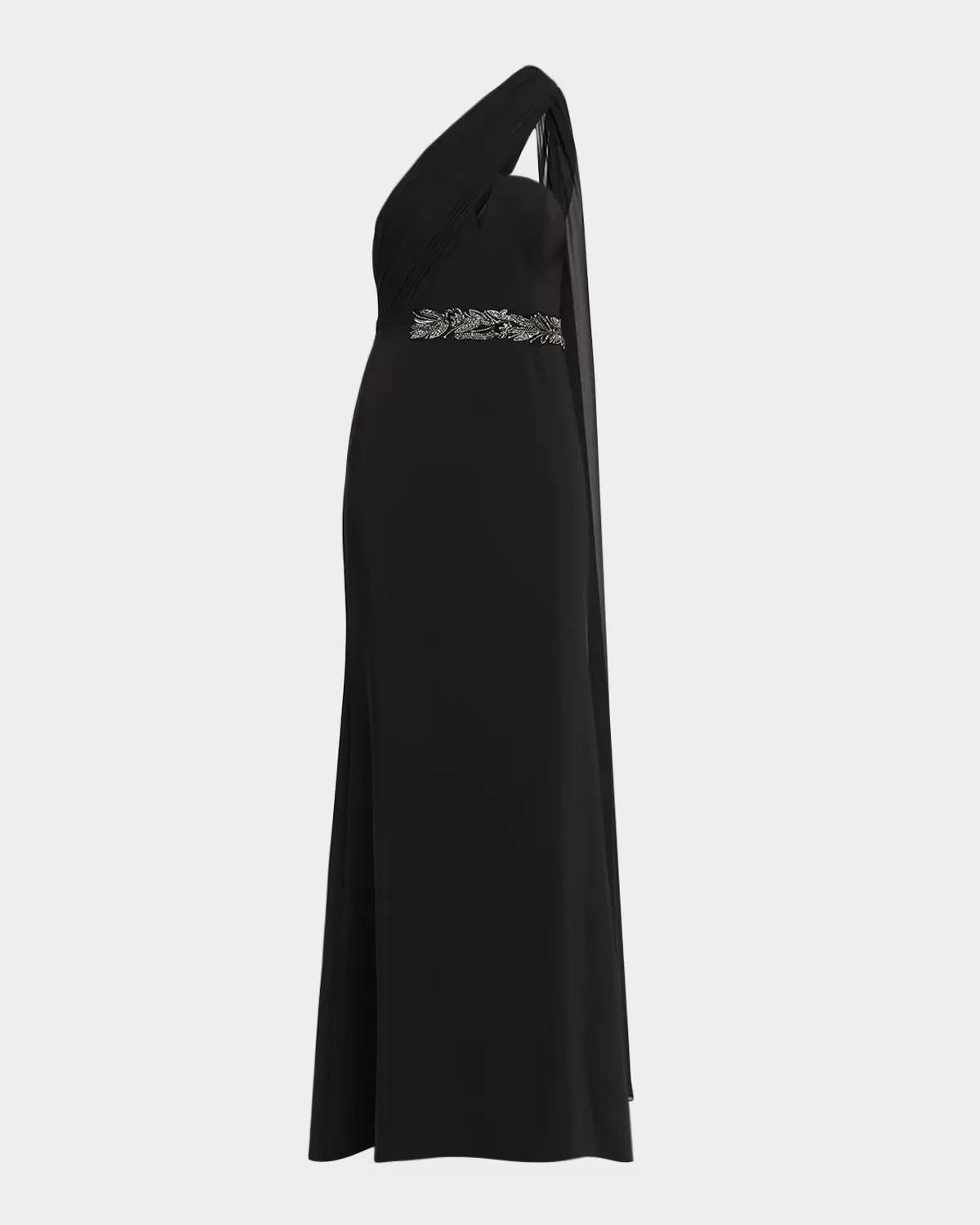 Draped One-Shoulder Stretch Crepe Gown by Aidan Mattox