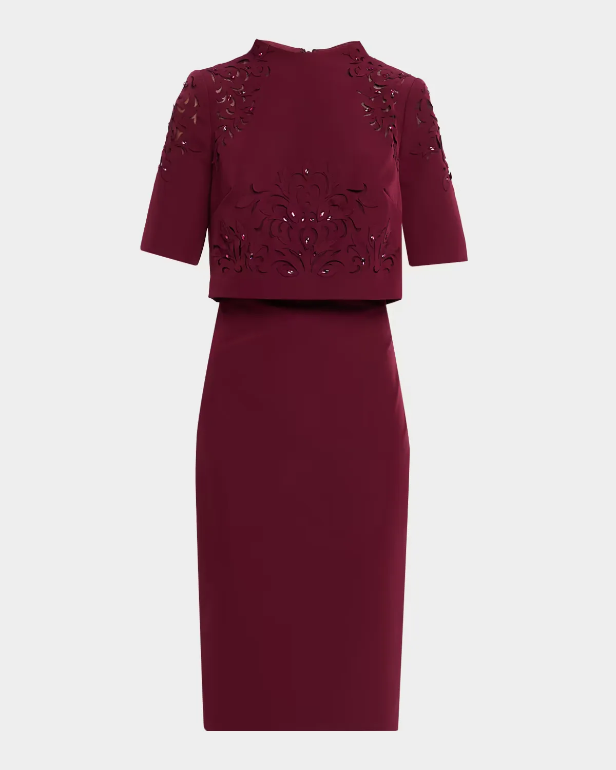 Layered Stretch Crepe Bodycon Midi Dress by Aidan Mattox