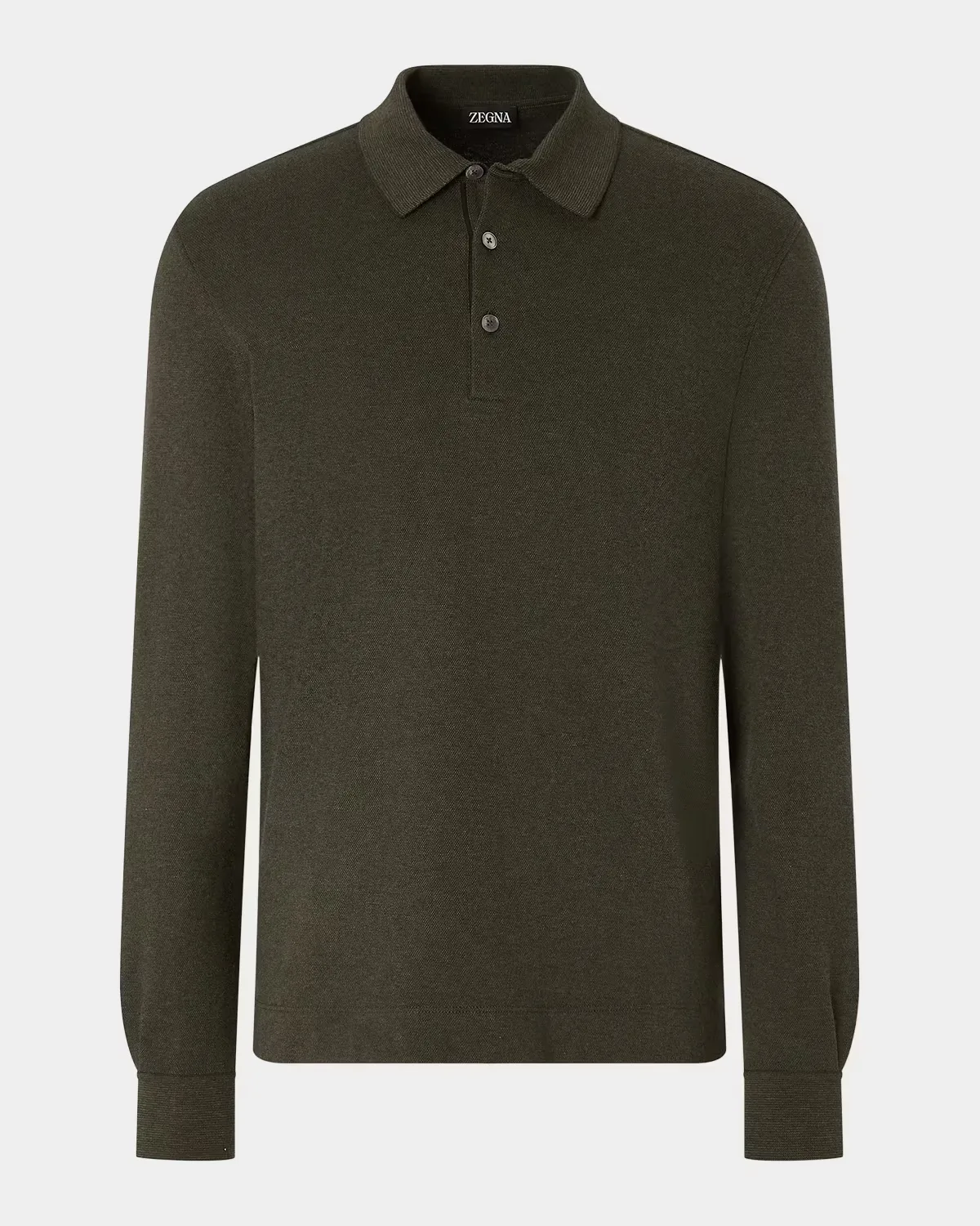 Cotton Long-Sleeve Polo Shirt by ZEGNA