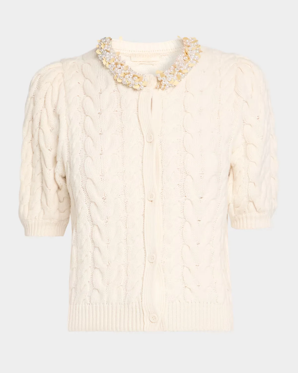 Olivia Cable-Knit Merino Wool-Cashmere Cardigan by Ulla Johnson