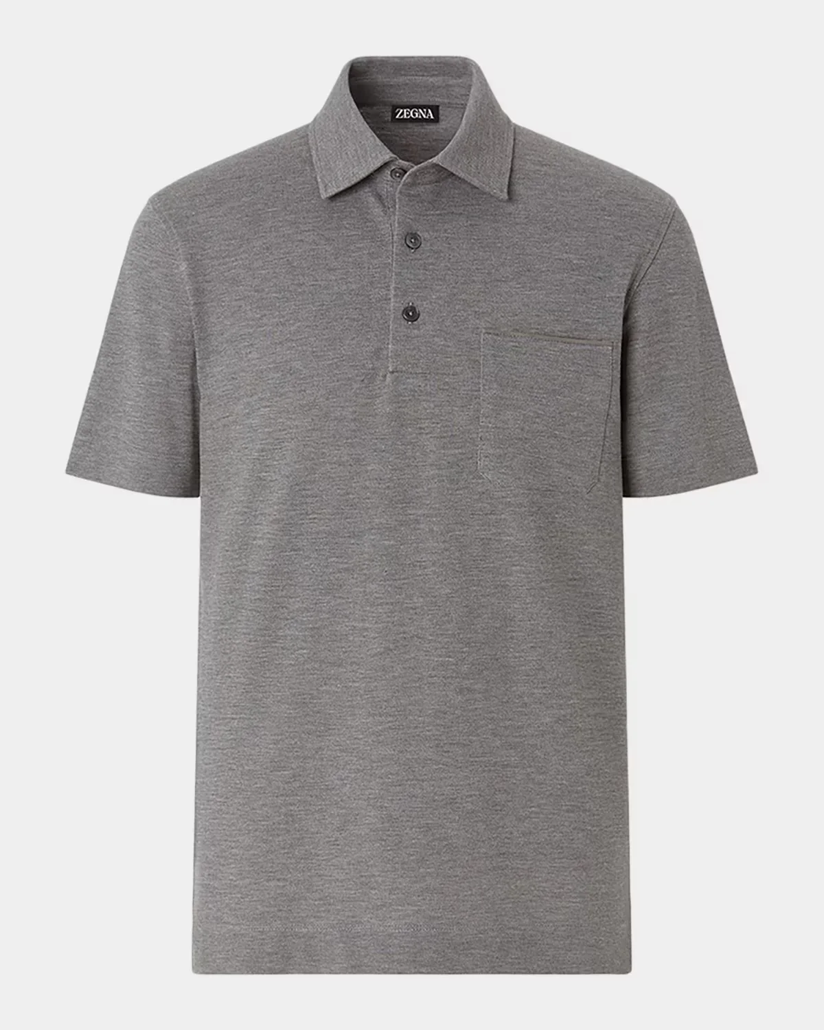 Cotton Polo Shirt with Leather-Trim Pocket by ZEGNA