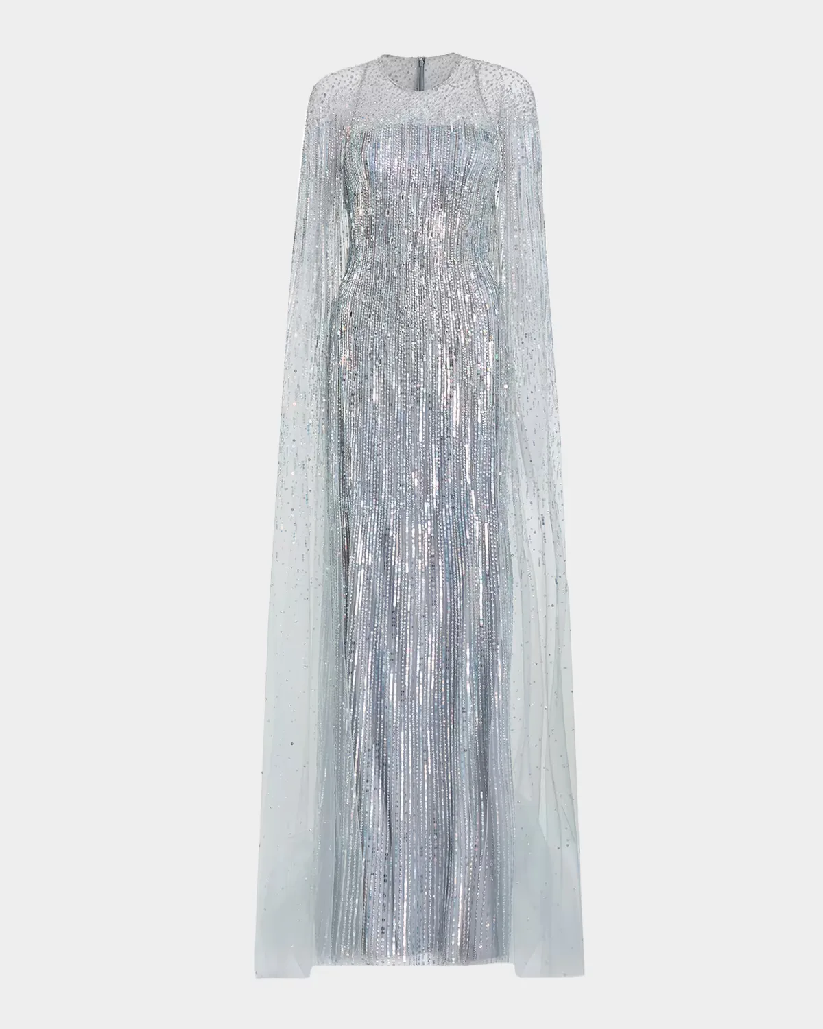 Cosmic Dust Embellished Cape Illusion Gown