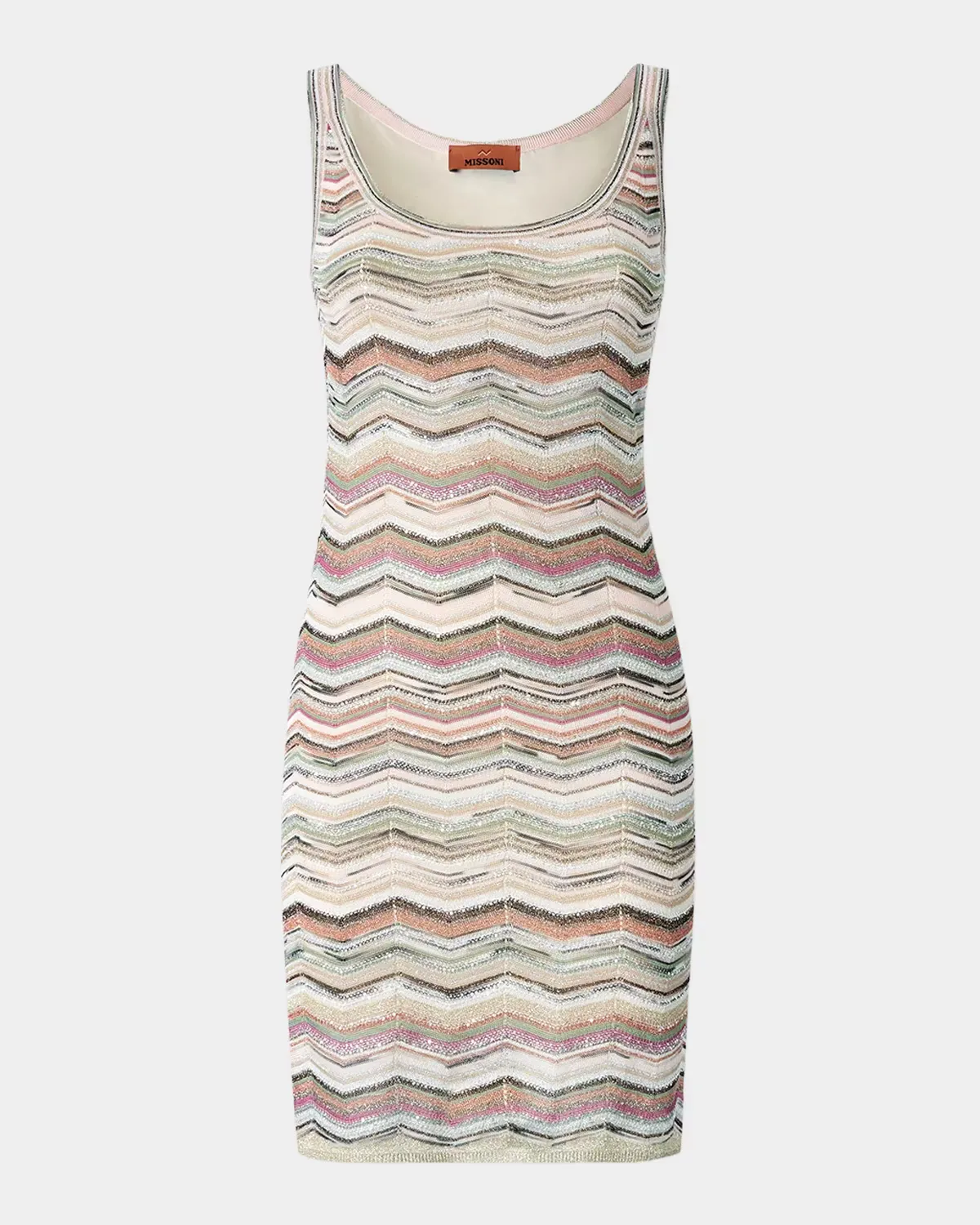 Paillette Chevron Knit Sleeveless Mini Dress