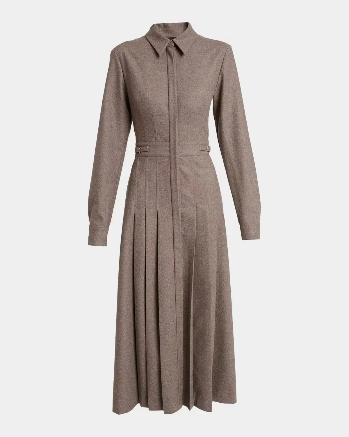 Ethel Cashmere Flannel Long-Sleeve Midi Shirtdress
