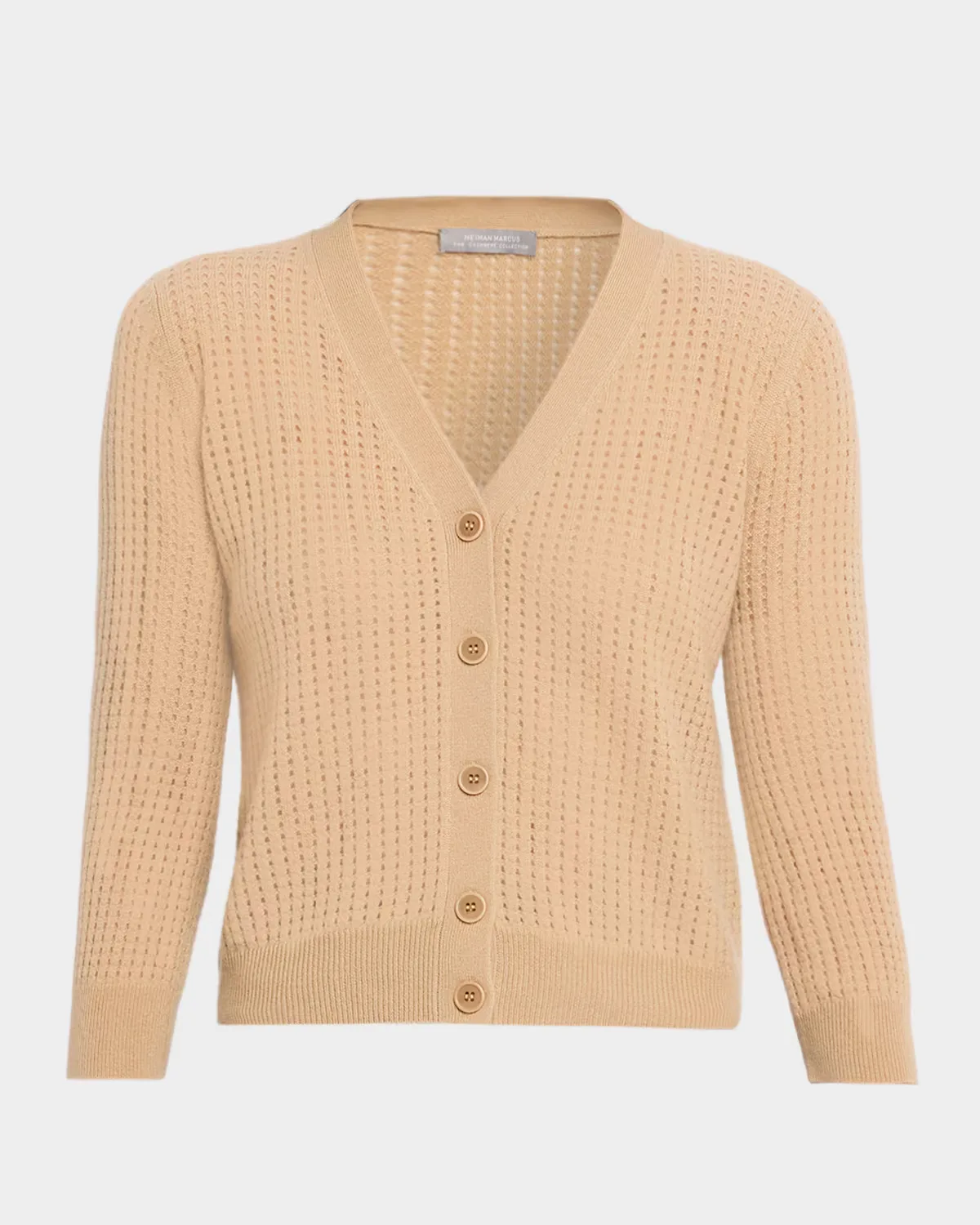 Pointelle Cashmere V-Neck Cardigan