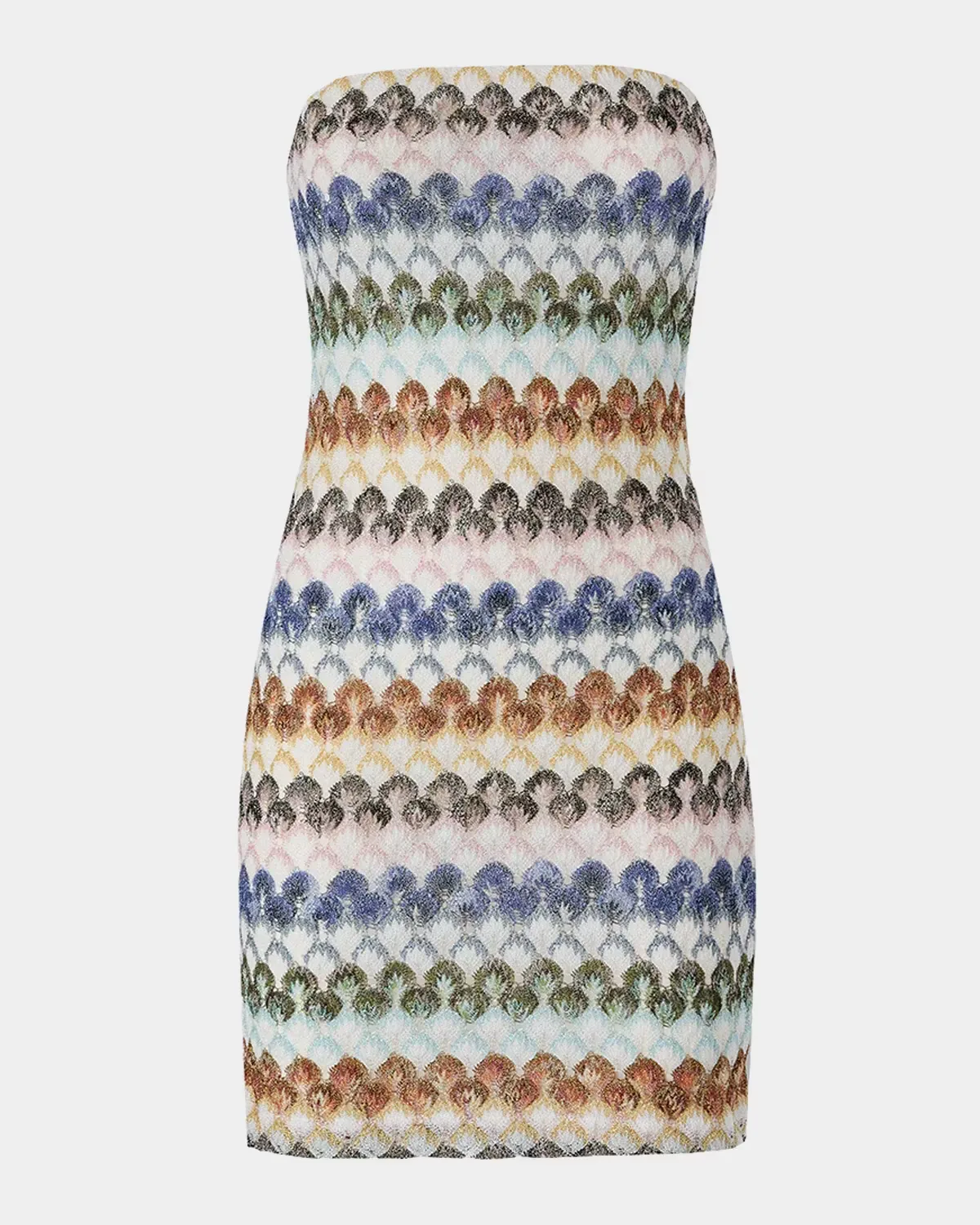 Strapless Metallic Raschel Knit Mini Dress