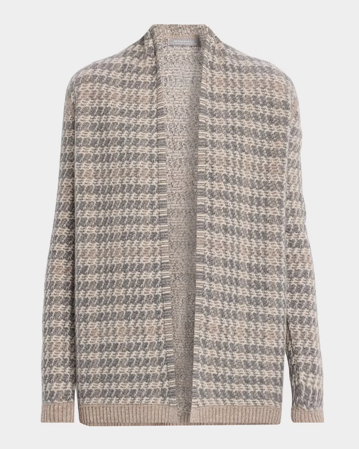 Intarsia-Knit Houndstooth Cashmere Cardigan by Neiman Marcus