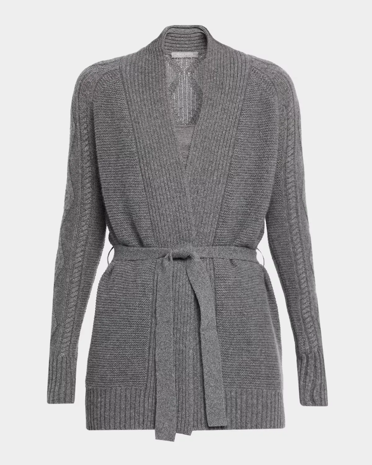 Cashmere Cable Belted Cardigan by Neiman Marcus