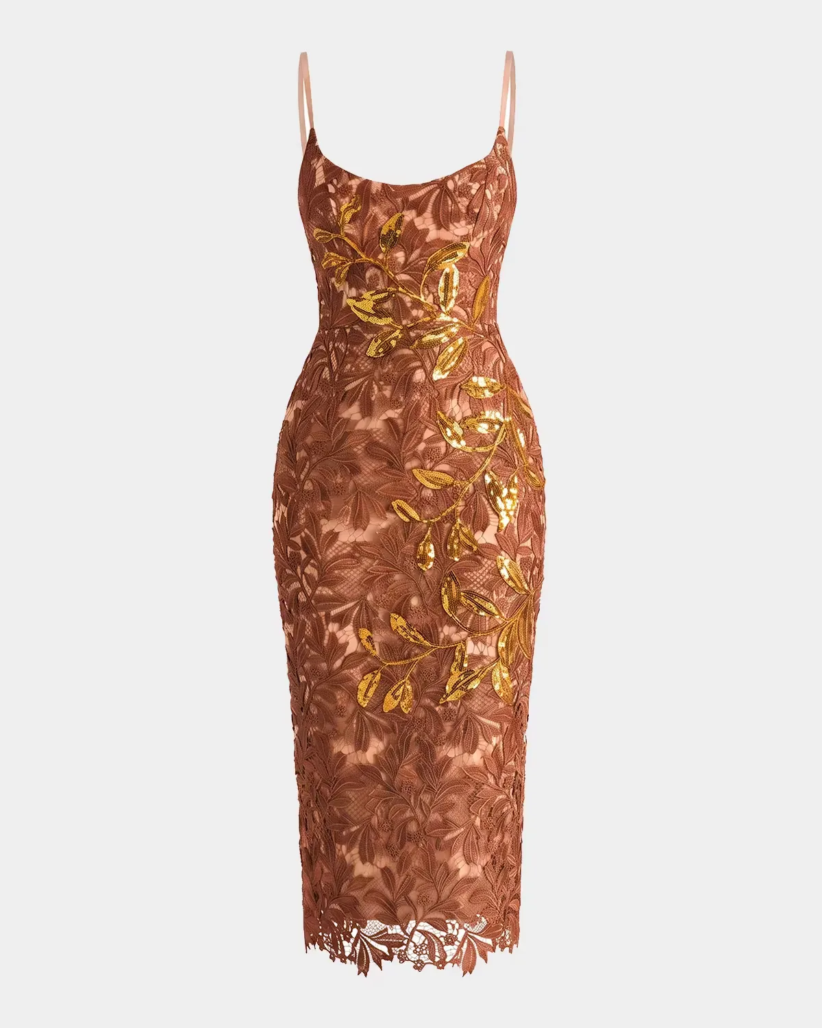 Charlotte Floral Lace Column Midi Dress