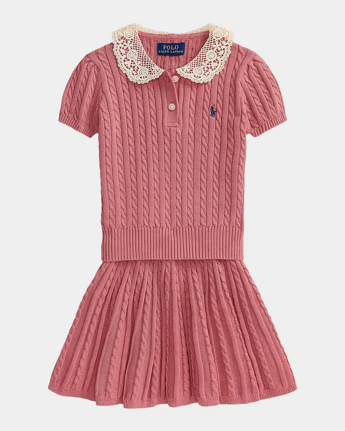 Mini-Cable Cotton Polo Shirt & Skirt Set, Size 2-6X by Ralph Lauren