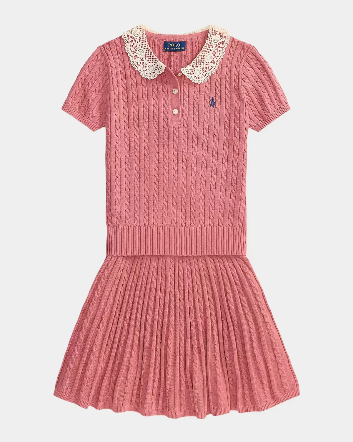 Mini-Cable Cotton Polo Shirt & Skirt Set by Ralph Lauren
