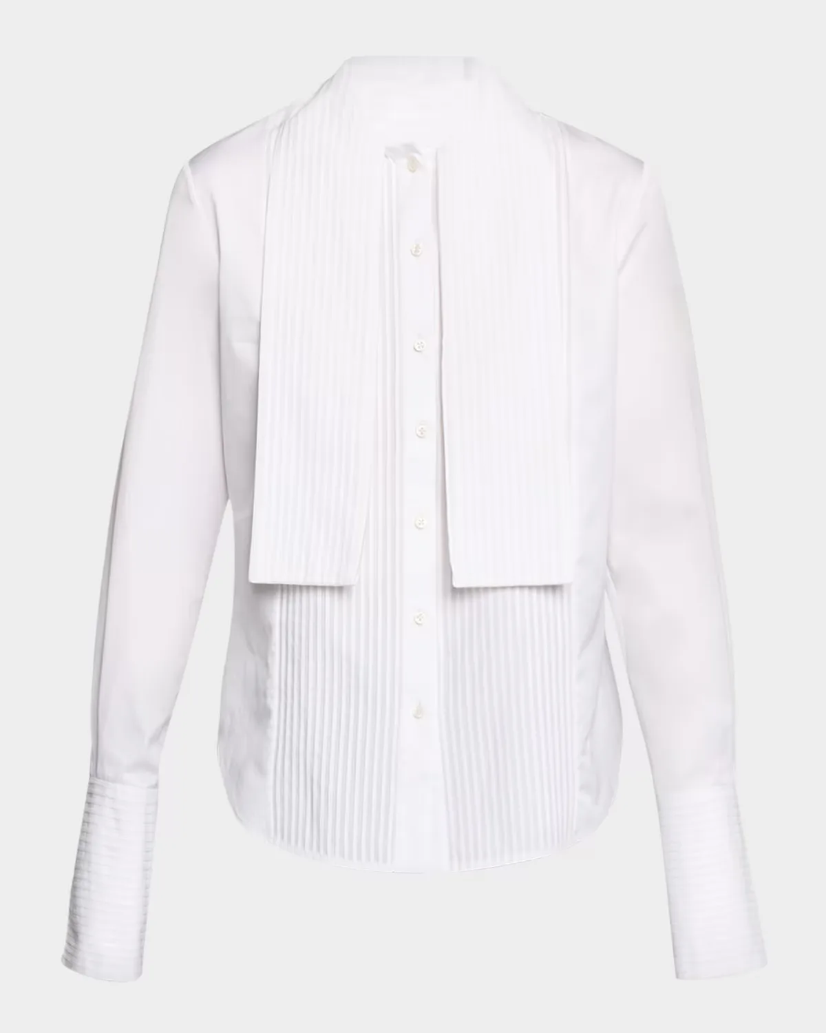 Inez Pleated Draped Tuxedo Shirt by Brandon Maxwell