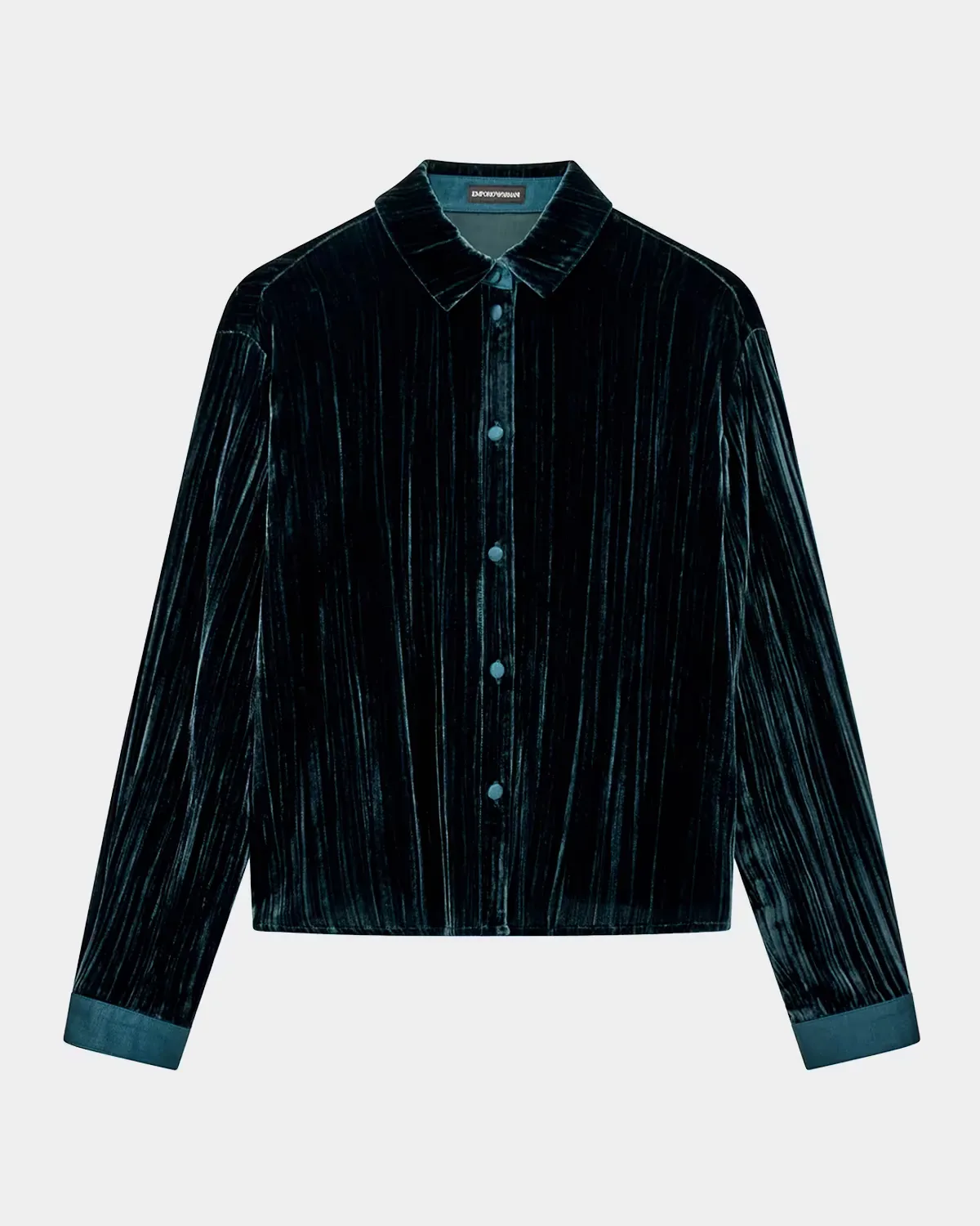 Velvet Button-Front Shirt by Armani