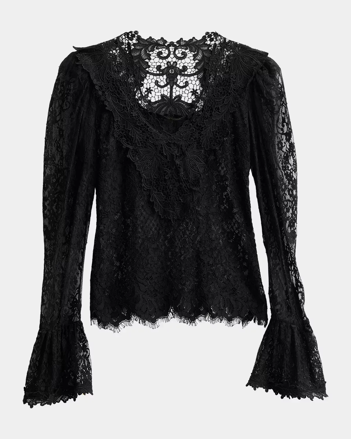 Callie Ruffle-Cuff Lace Blouse by Kobi Halperin