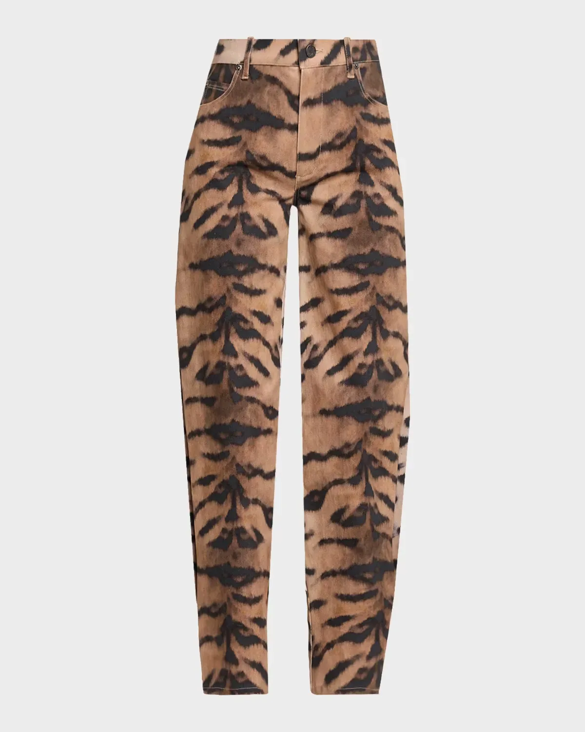 Hallie Tiger-Print Tapered Barrel-Leg Jeans by Kobi Halperin