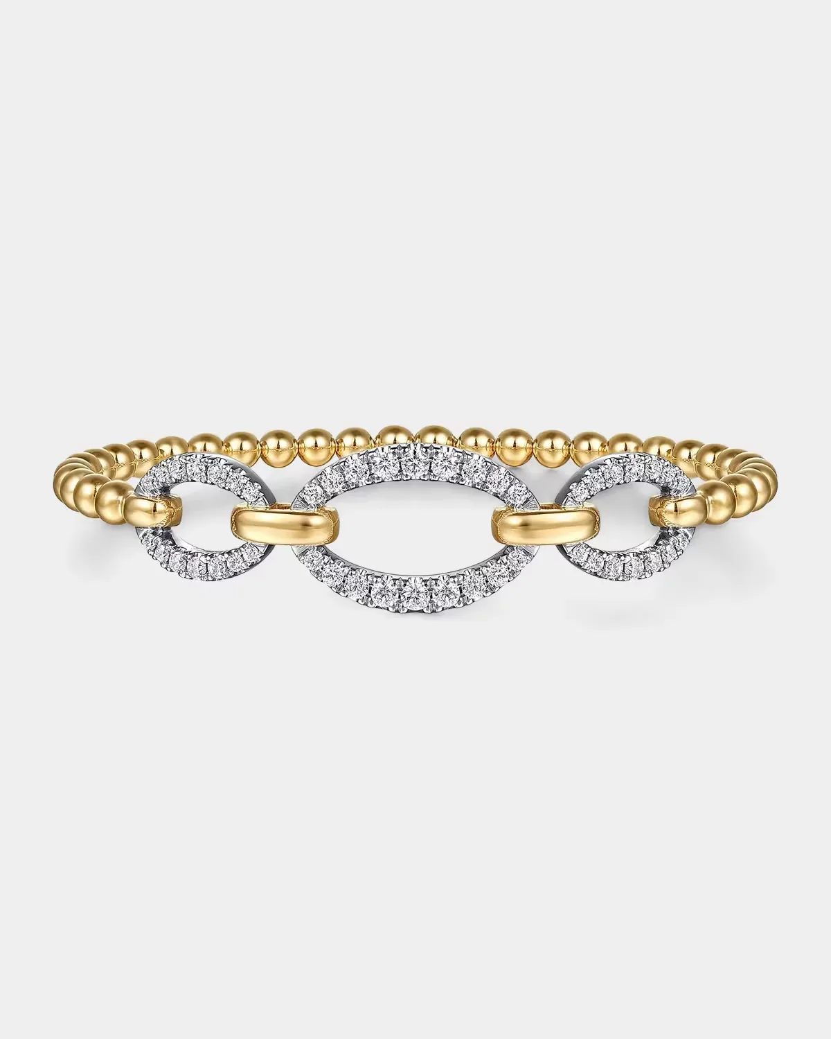14K White and Yellow Gold Bujukan Diamond Oval-Link Bangle Bracelet by Gabriel