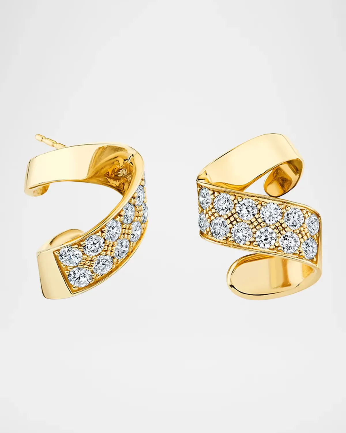 14K Spiral Diamond Pave Earrings by Sydney Evan